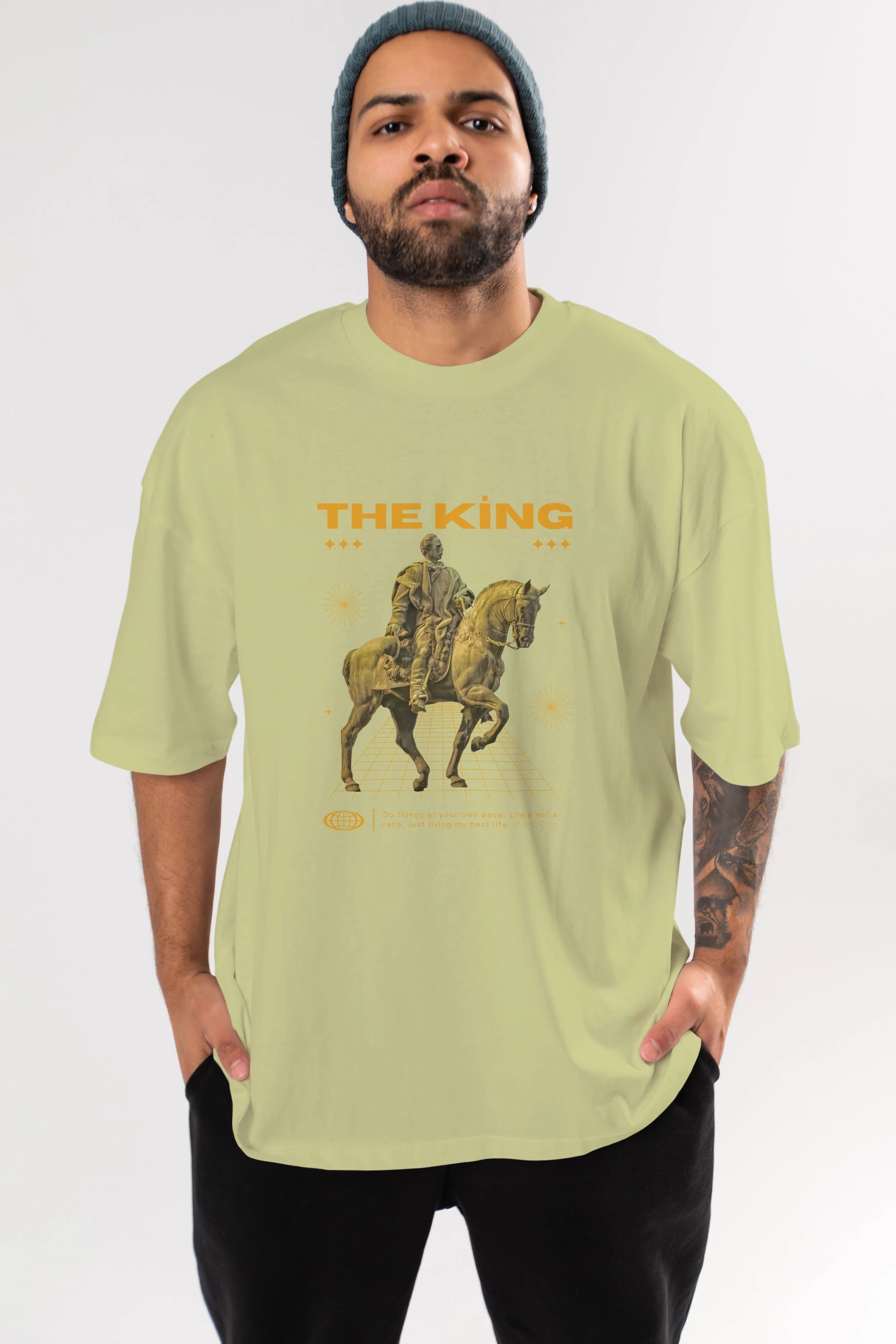 The King Yazılı Ön Baskılı Oversize t-shirt Erkek Kadın Unisex