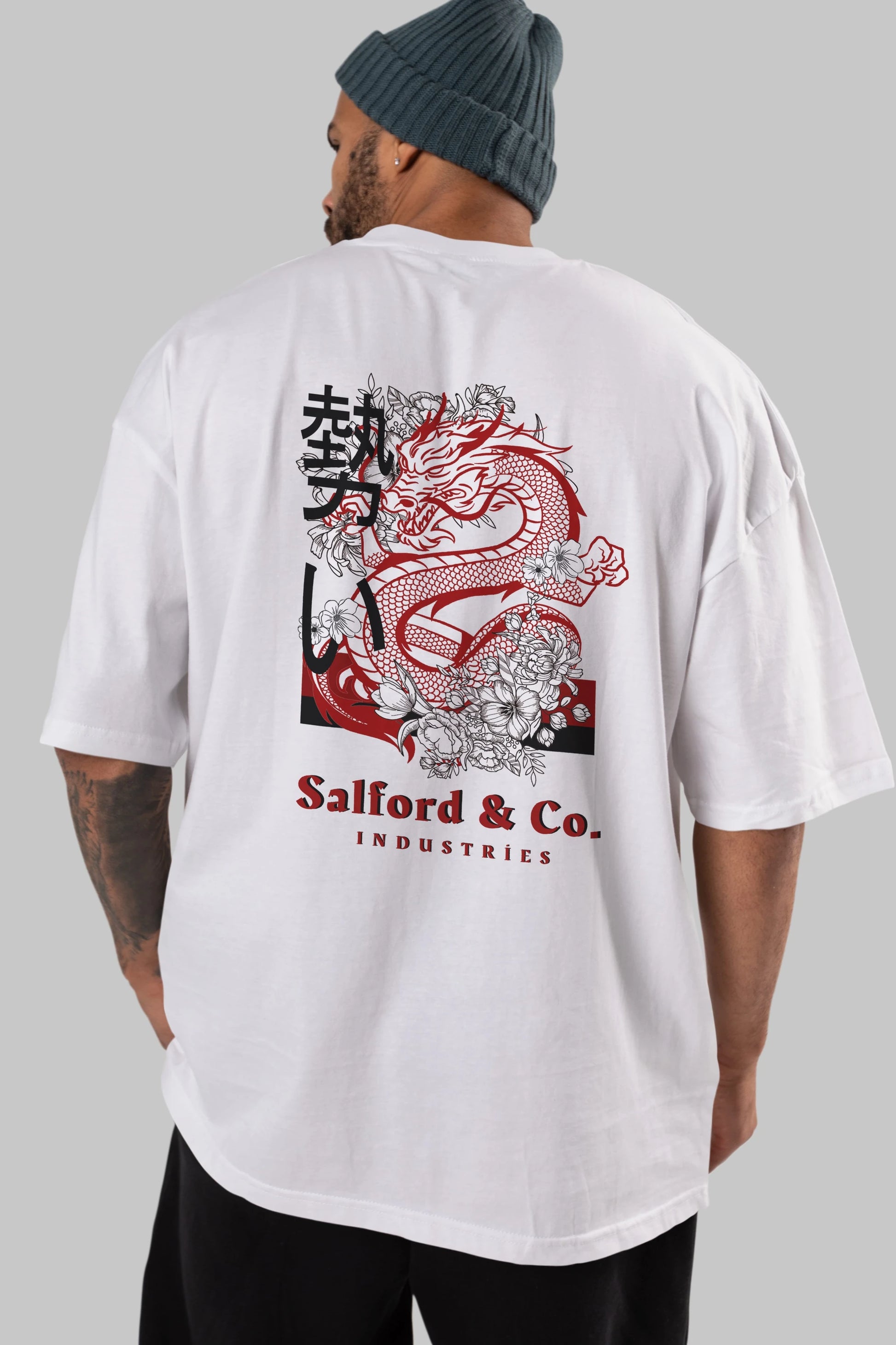 Dragon Arka Baskılı Oversize t-shirt Erkek Kadın Unisex