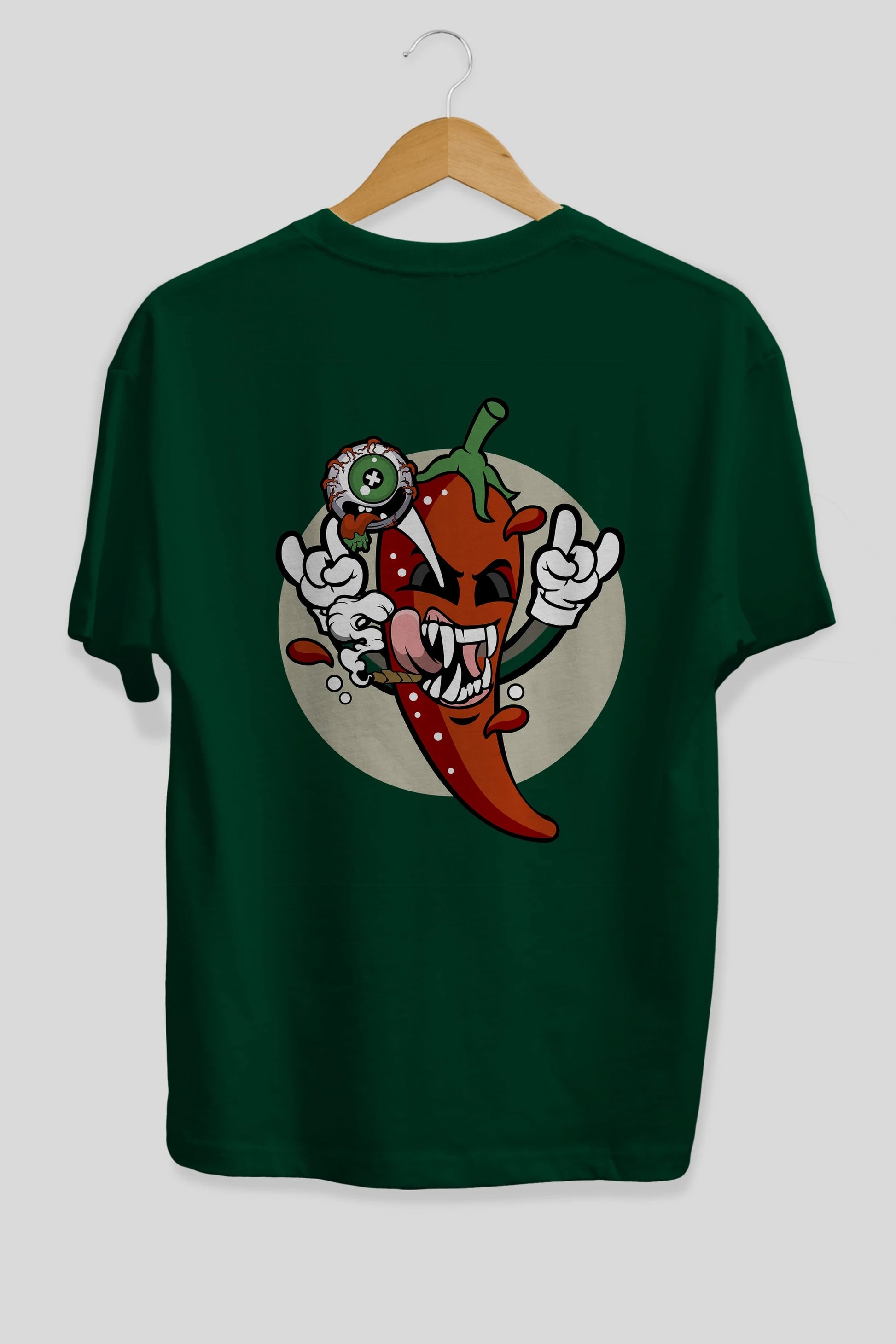 Chili Monster Arka Baskılı Oversize t-shirt Erkek Kadın Unisex %100 Pamuk tişort