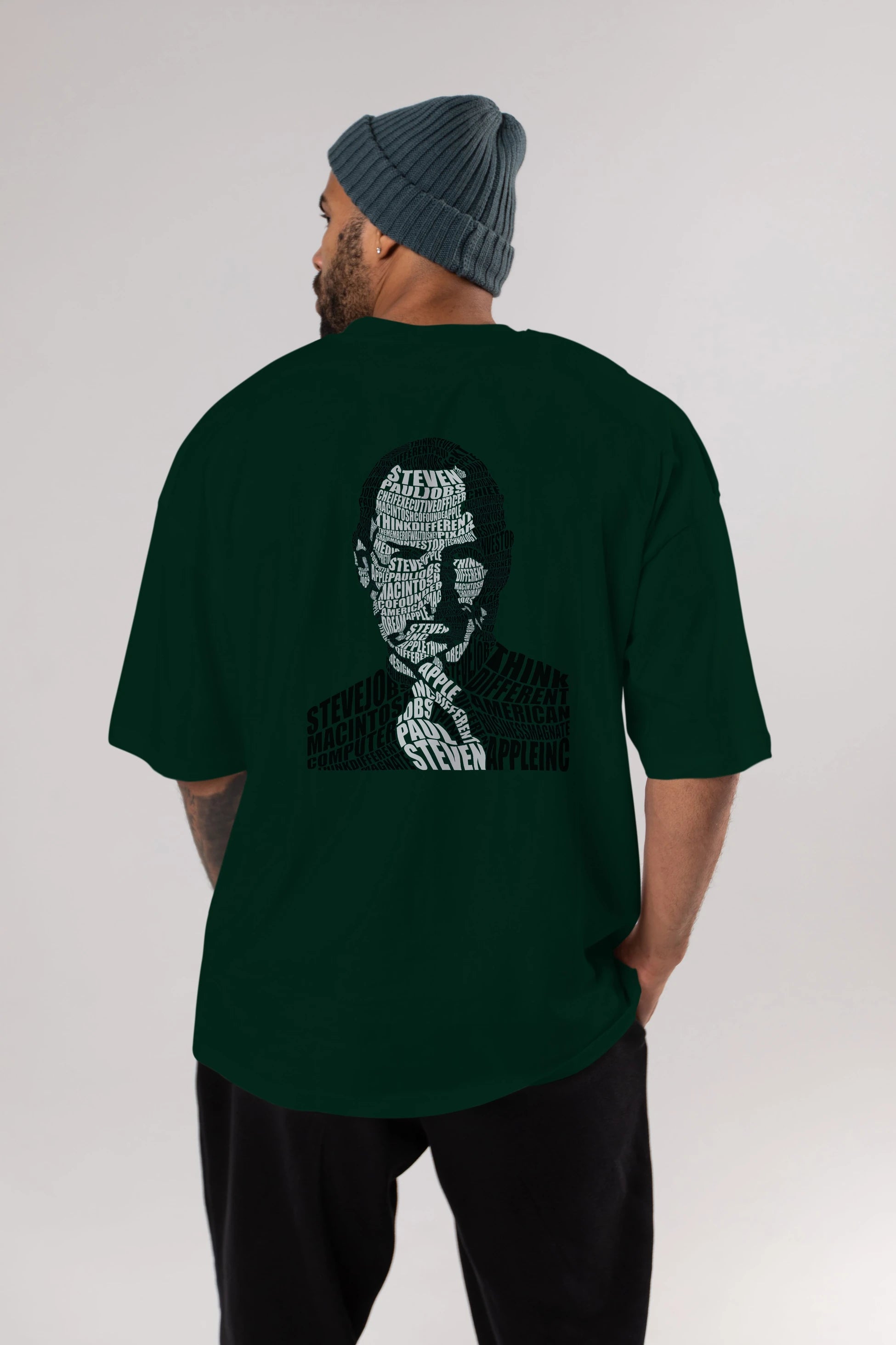 Steve Jobs Calligram Arka Baskılı Oversize t-shirt %100 pamuk Erkek Kadın Unisex