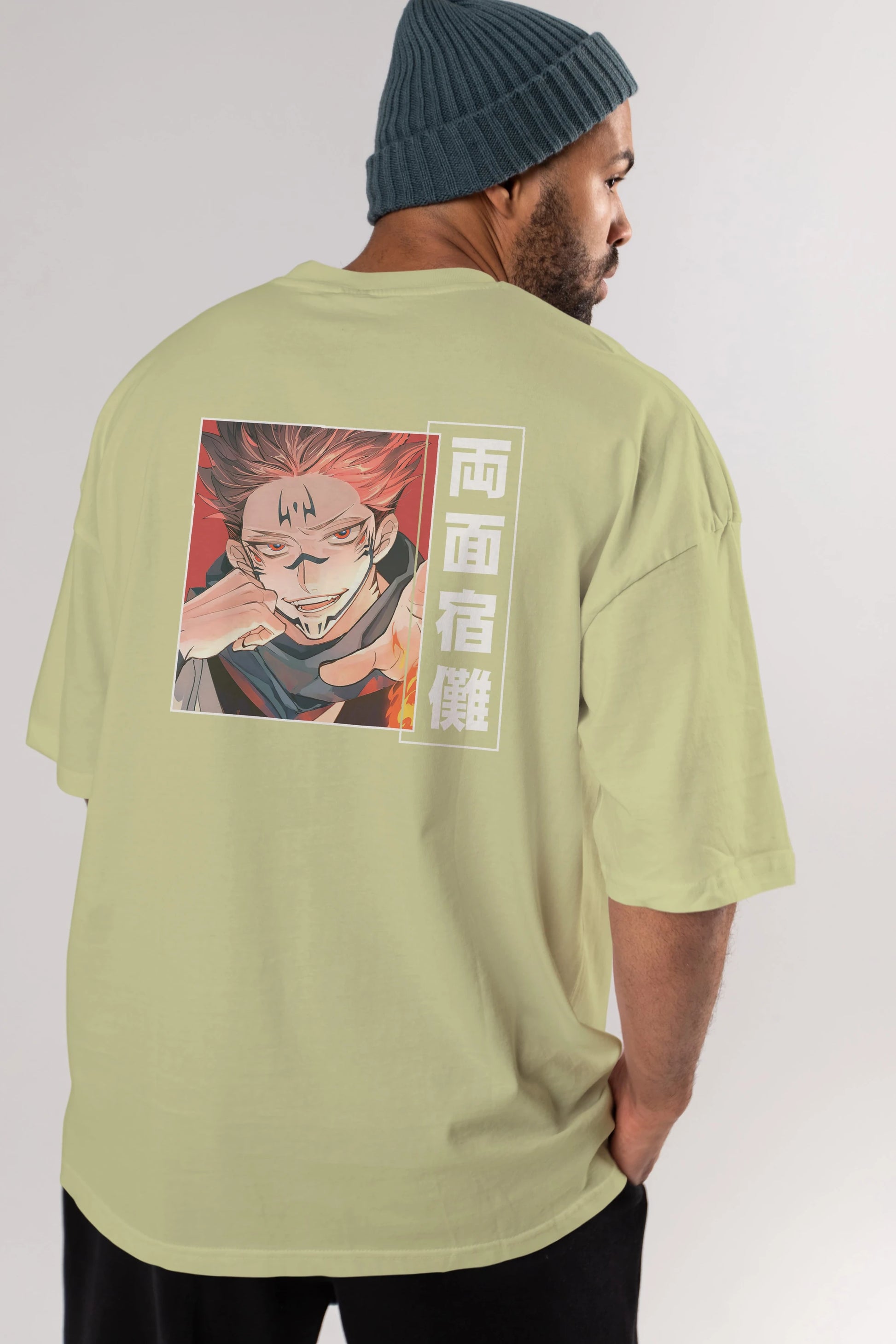 Sukuna Ryoumen 4 Anime Arka Baskılı Oversize t-shirt Erkek Kadın Unisex