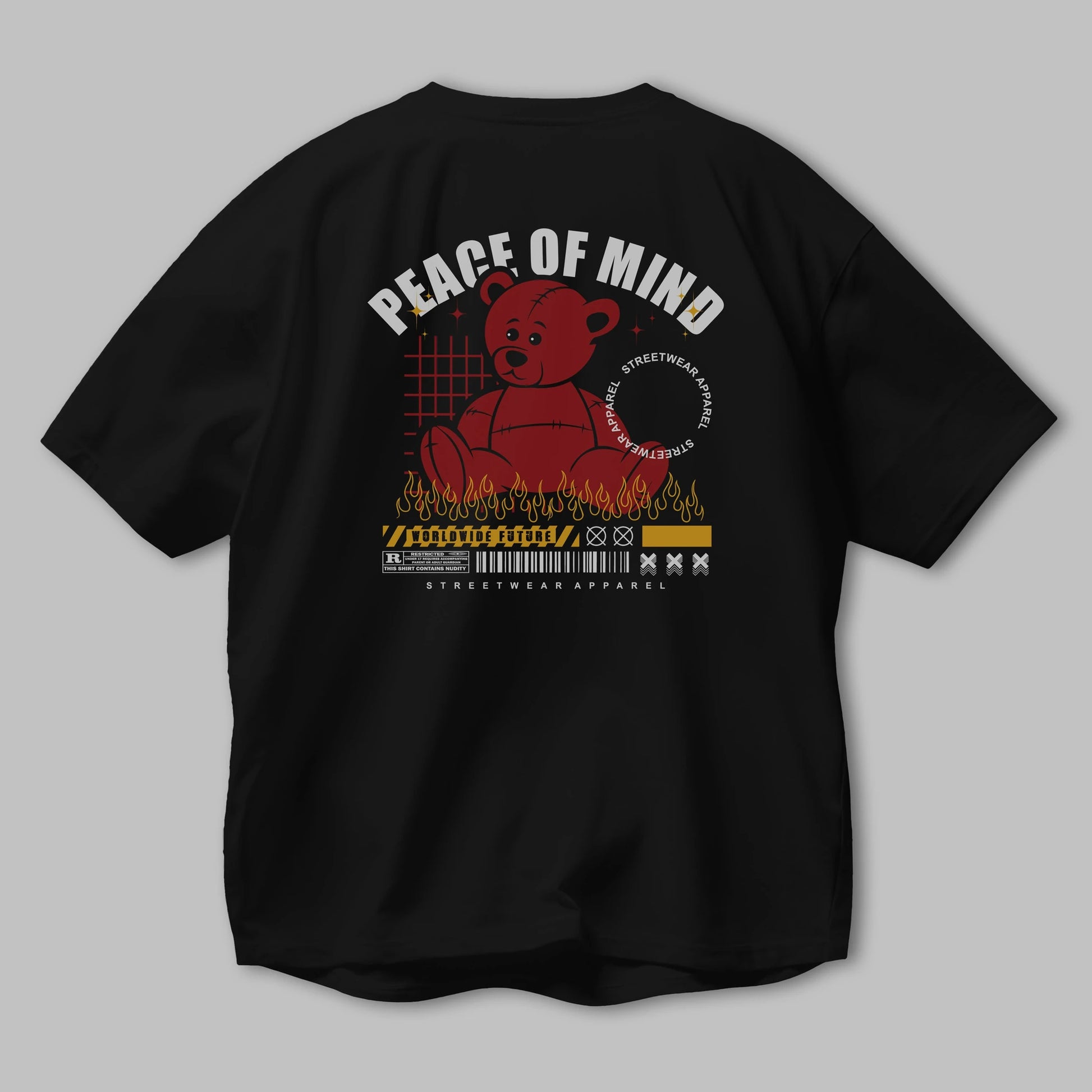 Teddy Bear Peace of Mind Arka Baskılı Oversize t-shirt Erkek Kadın Unisex