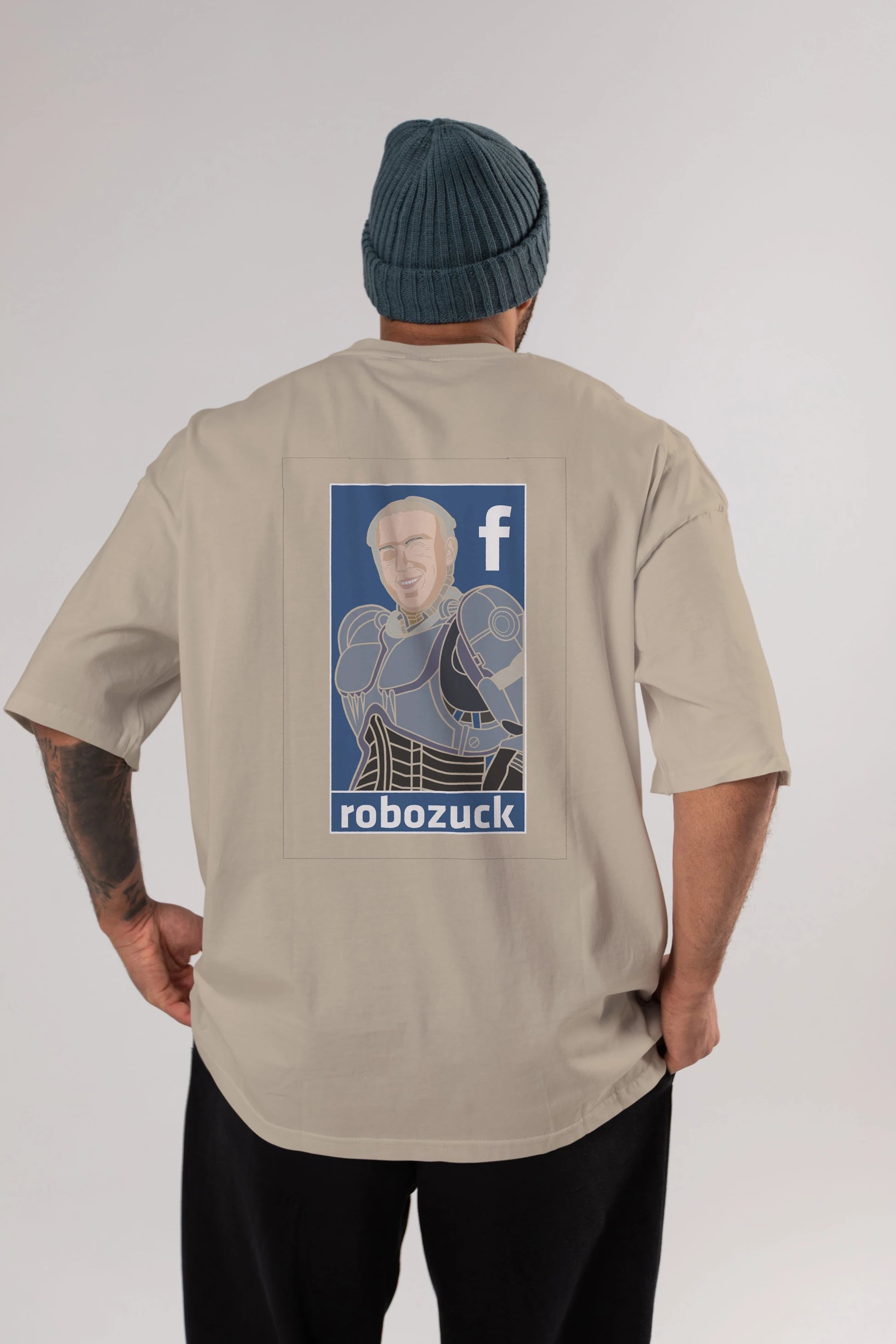 Robozuck Arka Baskılı Oversize t-shirt Erkek Kadın Unisex %100 Pamuk tişort