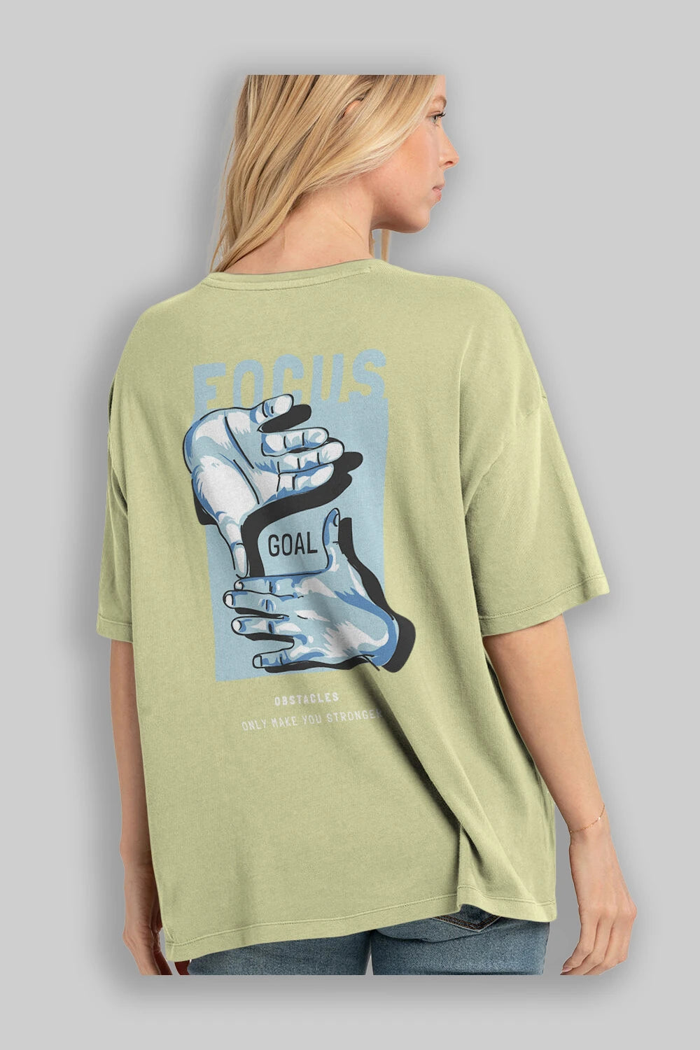 Focus Goal Arka Baskılı Oversize t-shirt Erkek Kadın Unisex