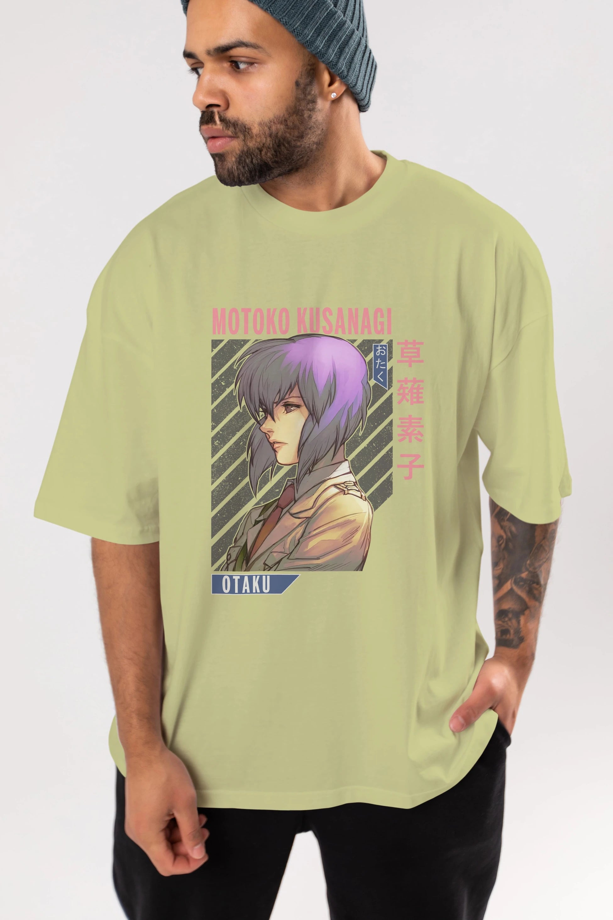 Motoko Kusanagi 4 Anime Ön Baskılı Oversize t-shirt %100 pamuk Erkek Kadın Unisex