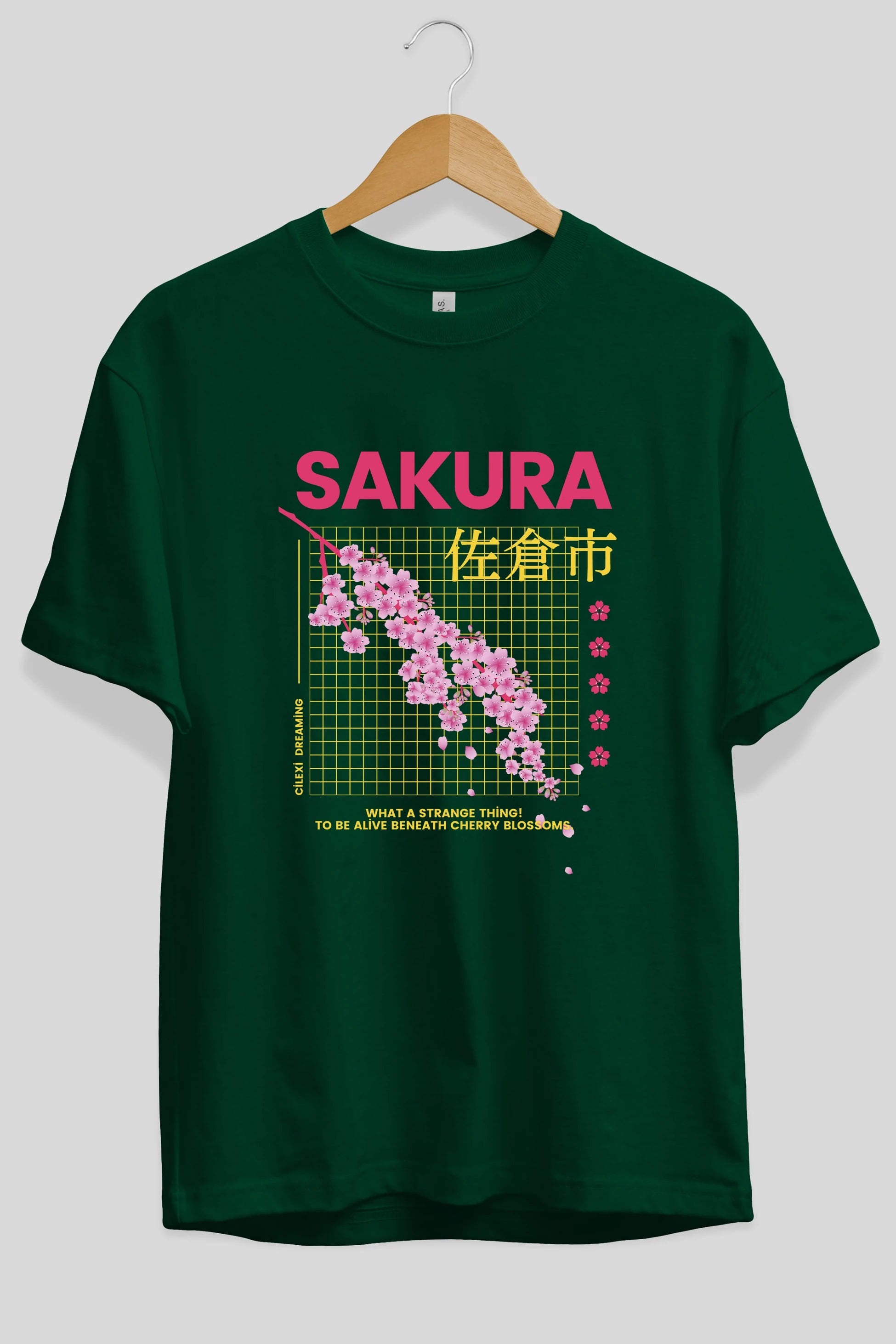 Sakura Streetwear Ön Baskılı Oversize t-shirt Erkek Kadın Unisex