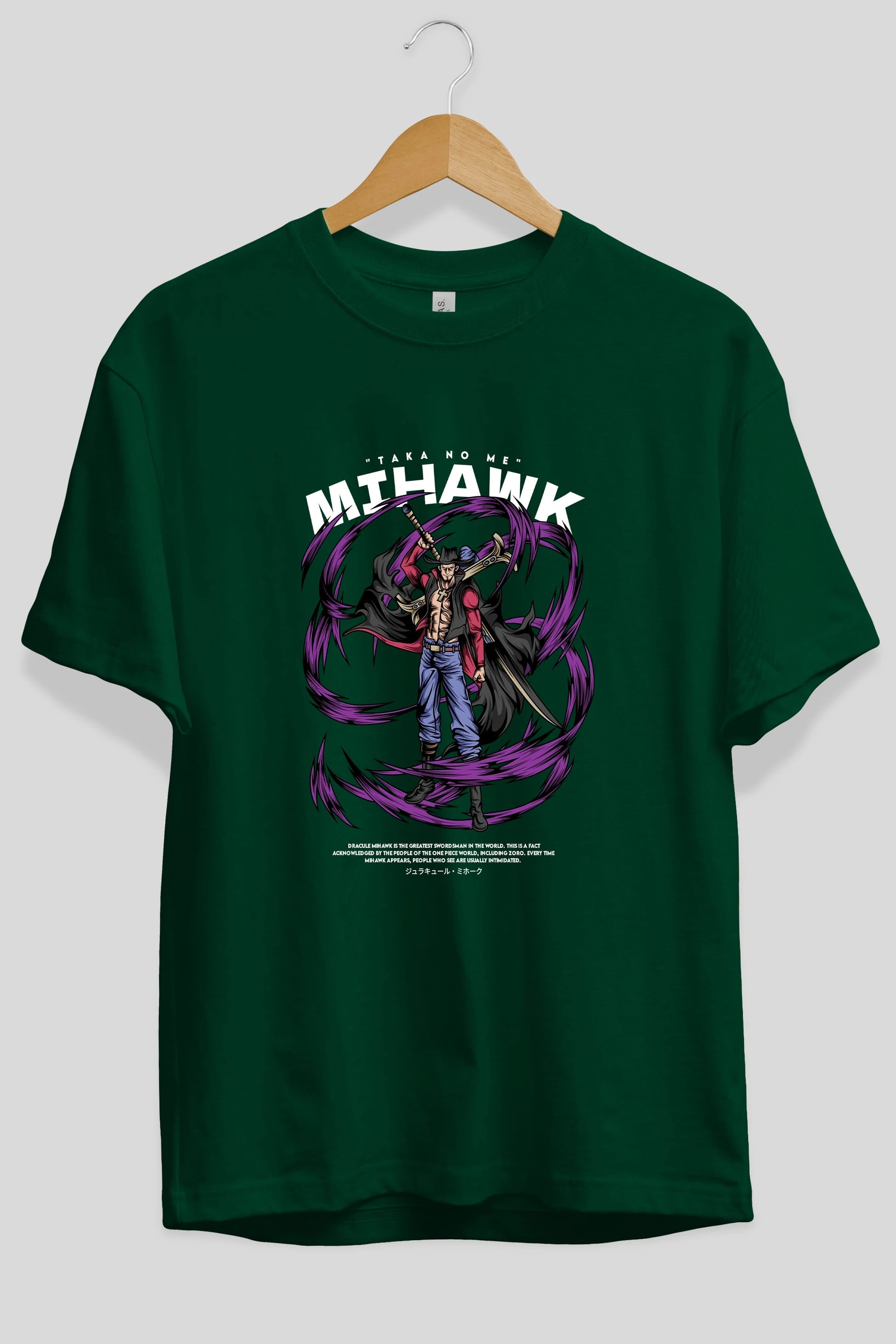 Mihawk Anime Ön Baskılı Oversize t-shirt %100 pamuk Erkek Kadın Unisex