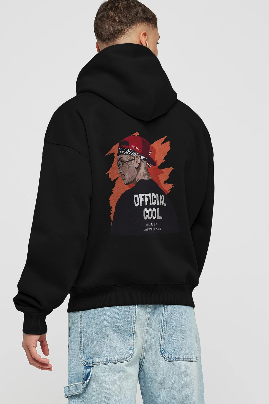 Official Cool Arka Baskılı Hoodie Oversize Kapüşonlu Sweatshirt Erkek Kadın Unisex