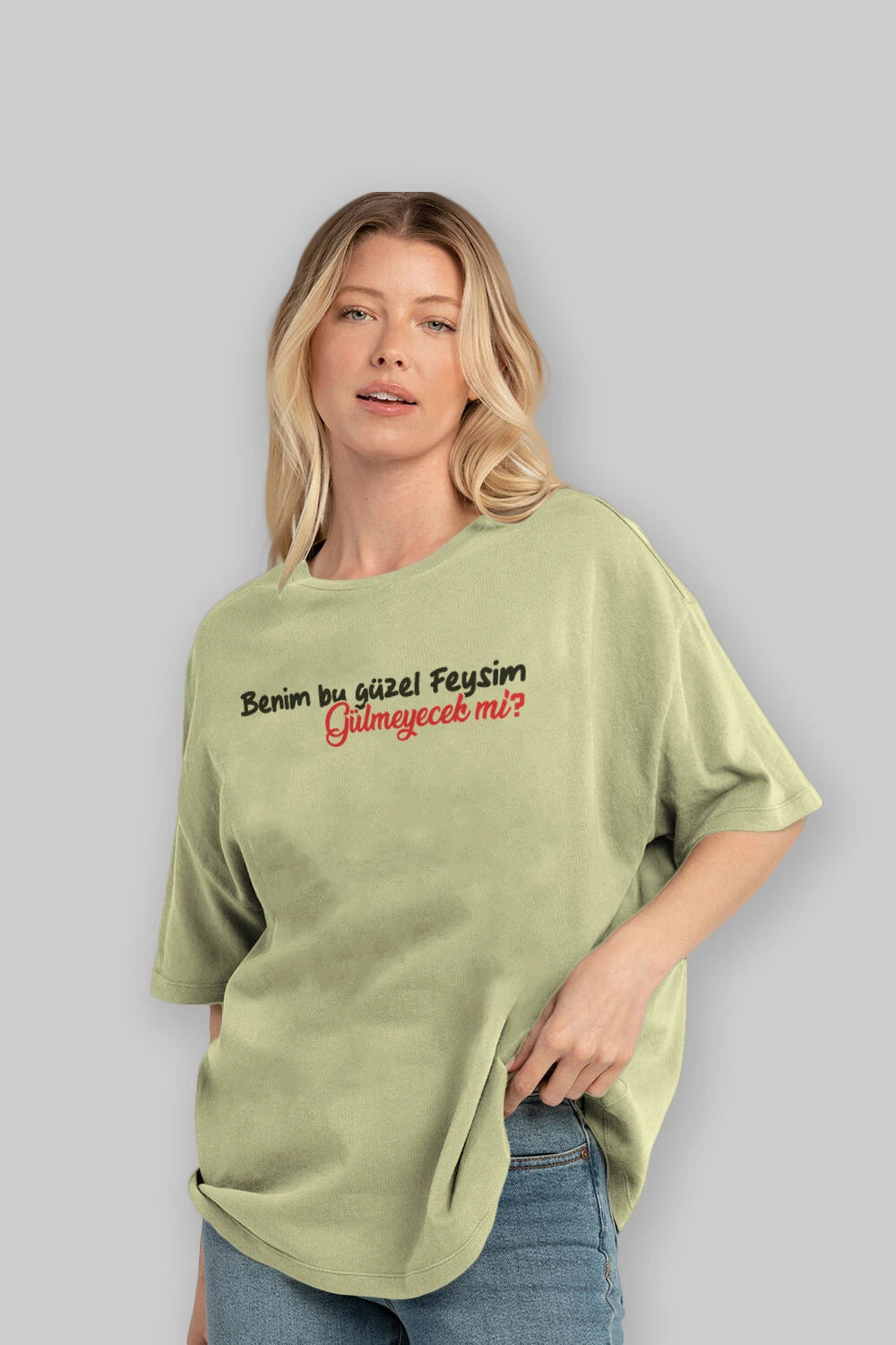 Benim Bu Güzel Feysim Ön Baskılı Oversize t-shirt %100 pamuk Erkek Kadın Unisex
