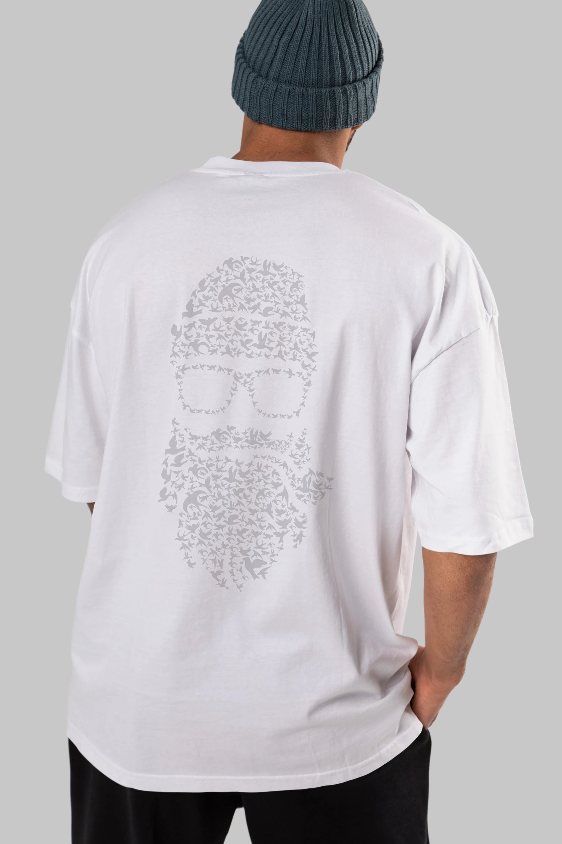 Birds Beard Arka Baskılı Oversize t-shirt %100 pamuk Erkek Kadın Unisex