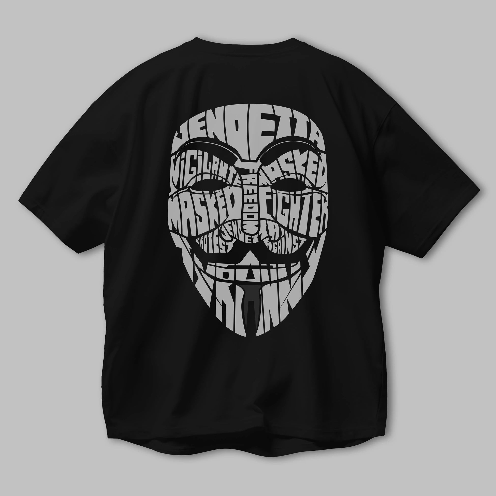 Vendetta Arka Baskılı Oversize t-shirt %100 pamuk Erkek Kadın Unisex