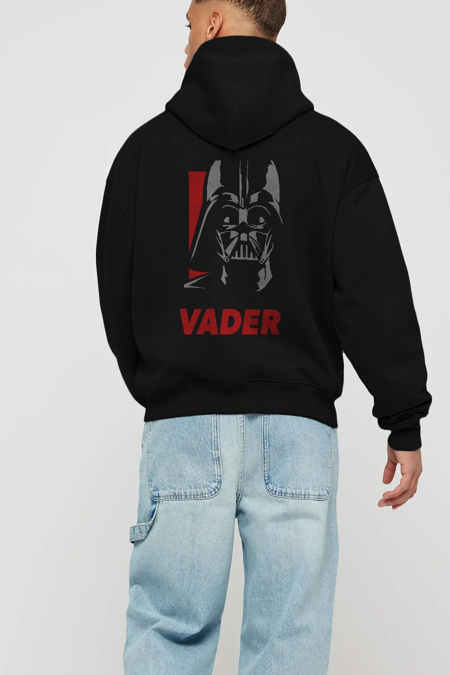 Darth Vader Arka Baskılı Hoodie Oversize Kapüşonlu Sweatshirt Erkek Kadın Unisex