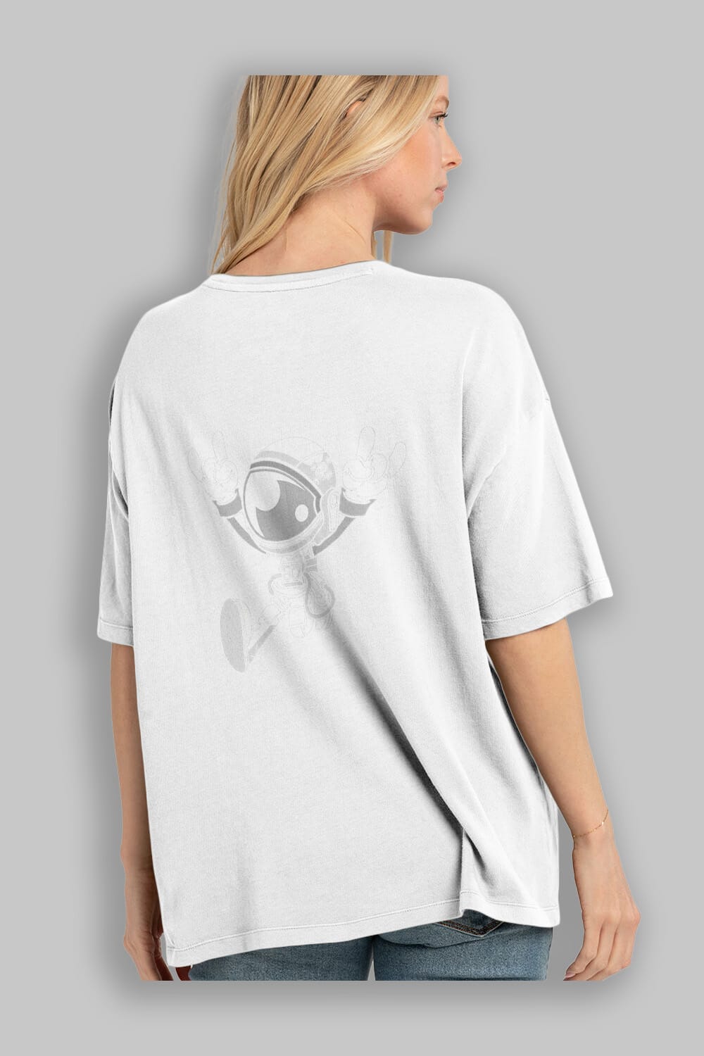 Astronaut Metal Arka Baskılı Oversize t-shirt Erkek Kadın Unisex %100 Pamuk tişort