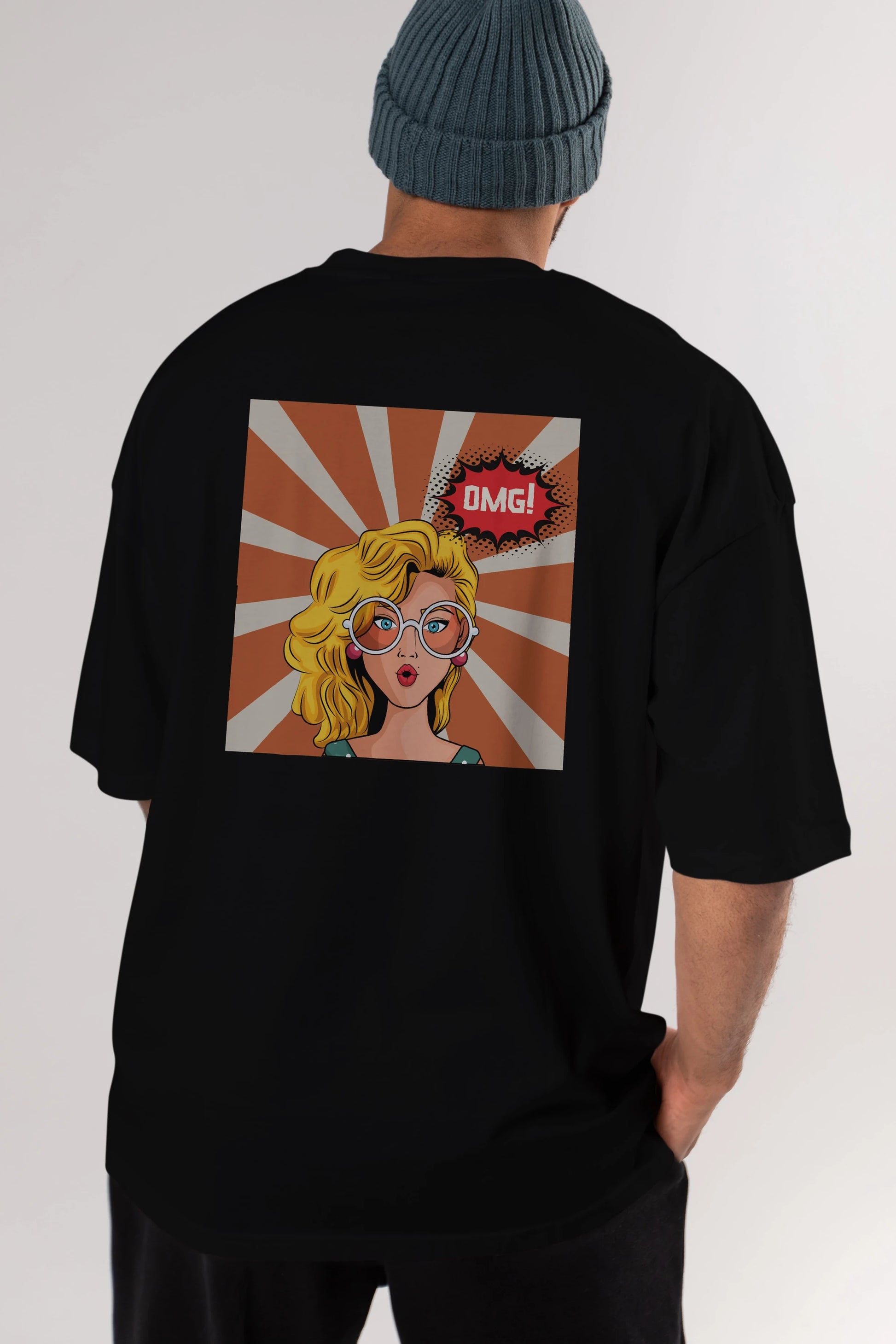 OMG Yazılı Retro Arka Baskılı Oversize t-shirt Erkek Kadın Unisex