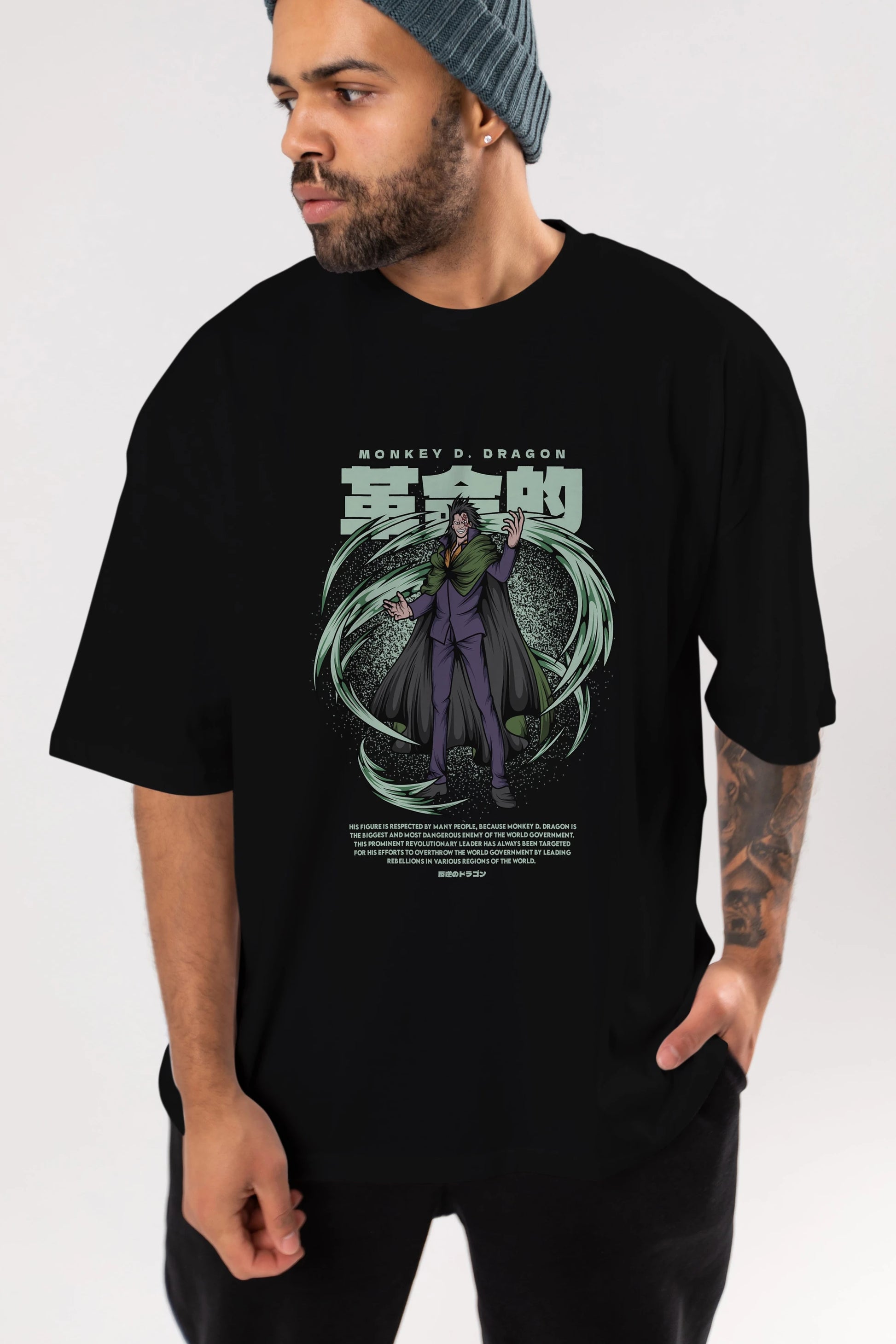 Monkey D. Dragon Anime Ön Baskılı Oversize t-shirt %100 pamuk Erkek Kadın Unisex