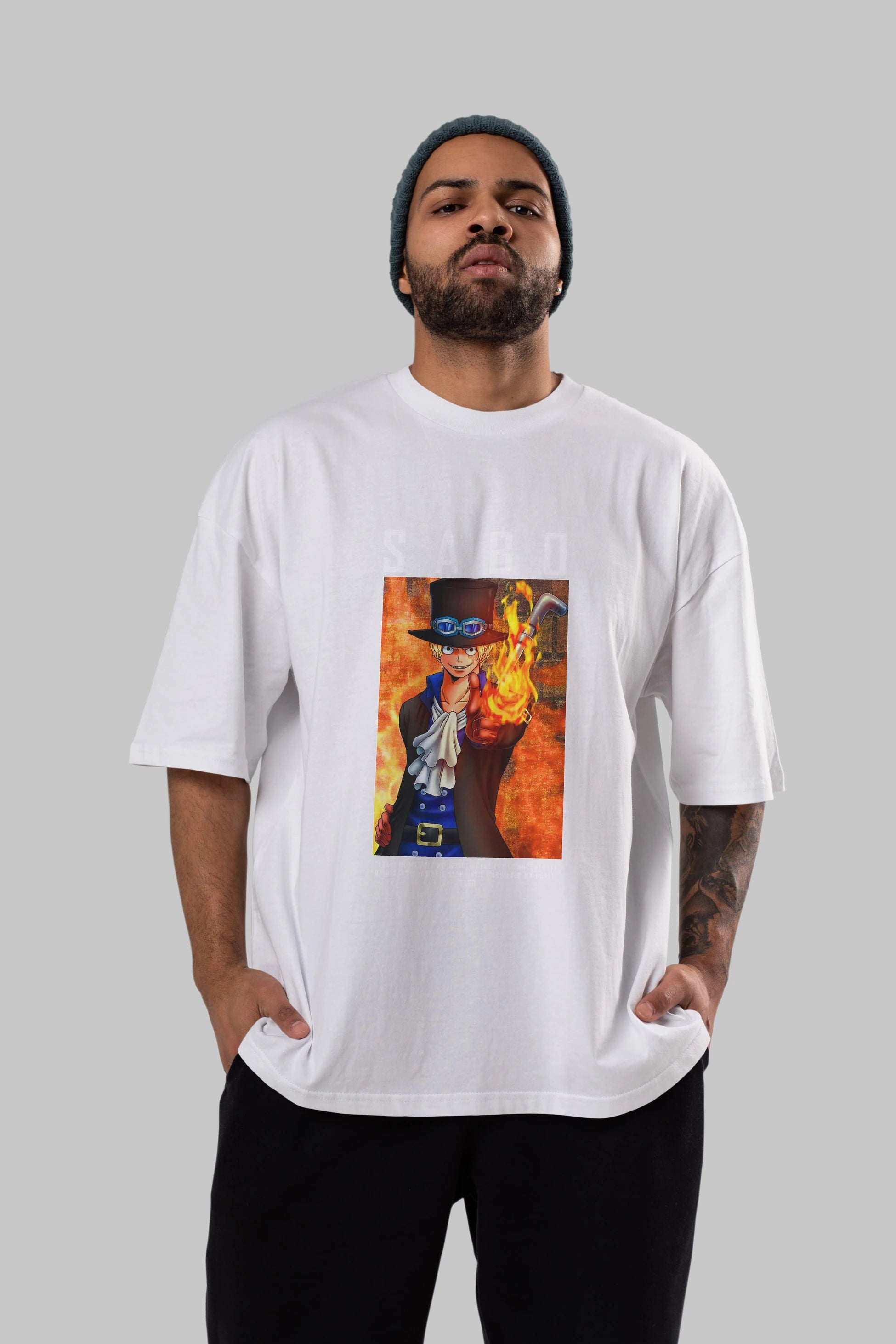 Sabo Anime Ön Baskılı Oversize t-shirt Erkek Kadın Unisex