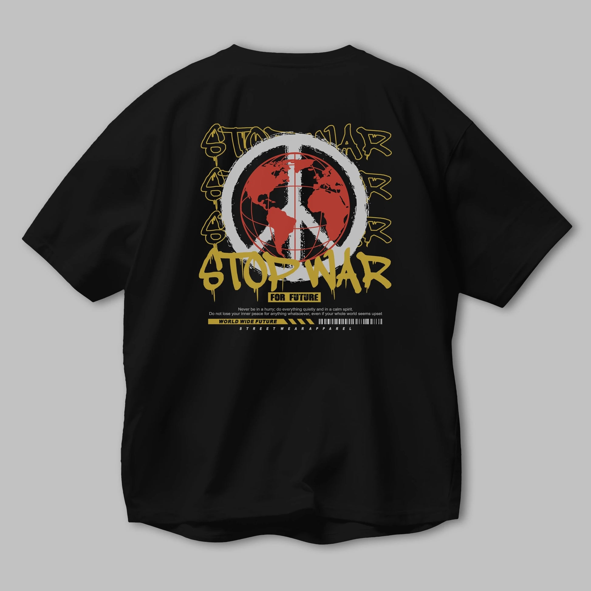Stop War for Future Arka Baskılı Oversize t-shirt Erkek Kadın Unisex