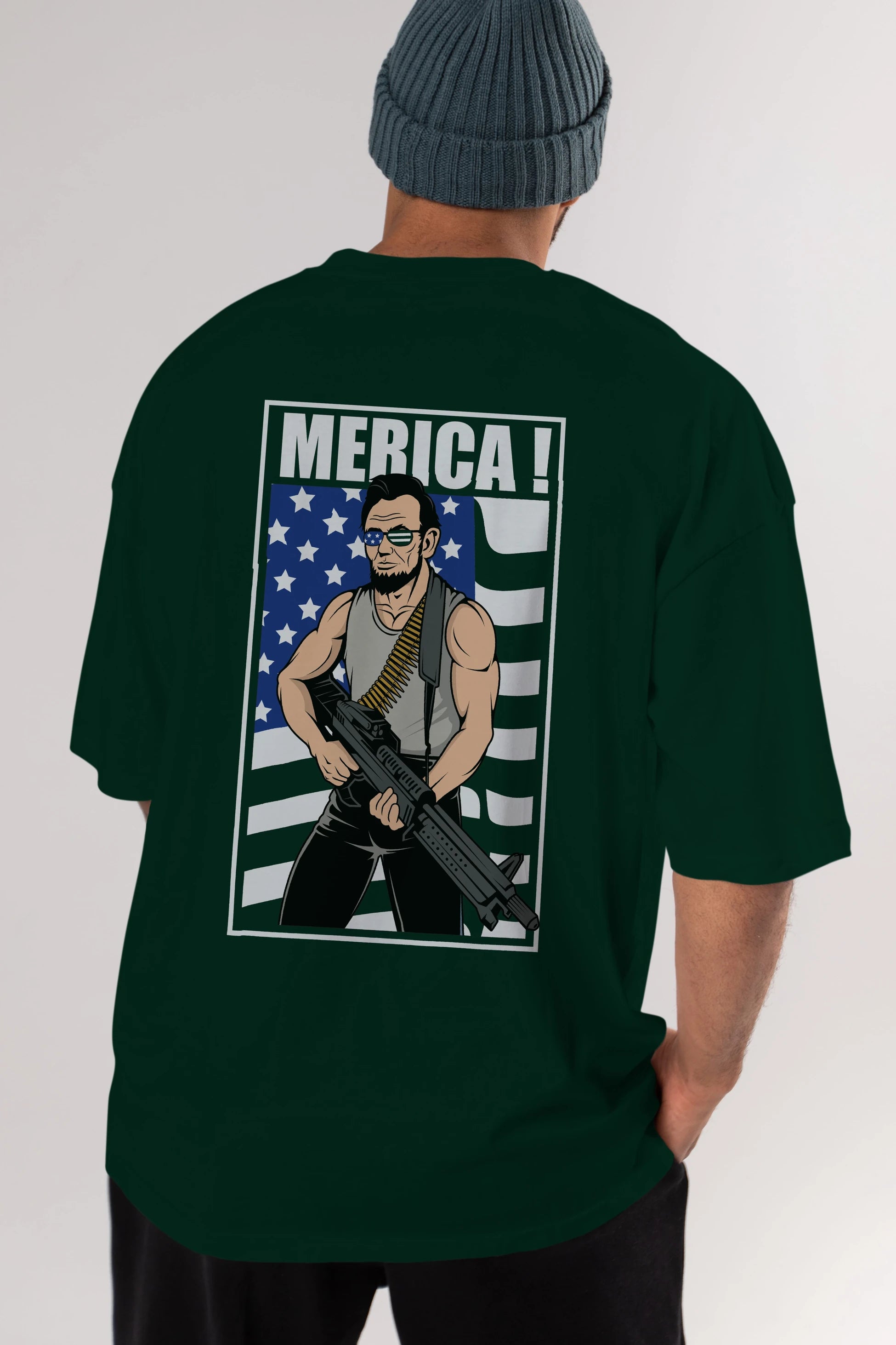 Lincoln Rambo Arka Baskılı Oversize t-shirt Erkek Kadın Unisex %100 Pamuk tişort