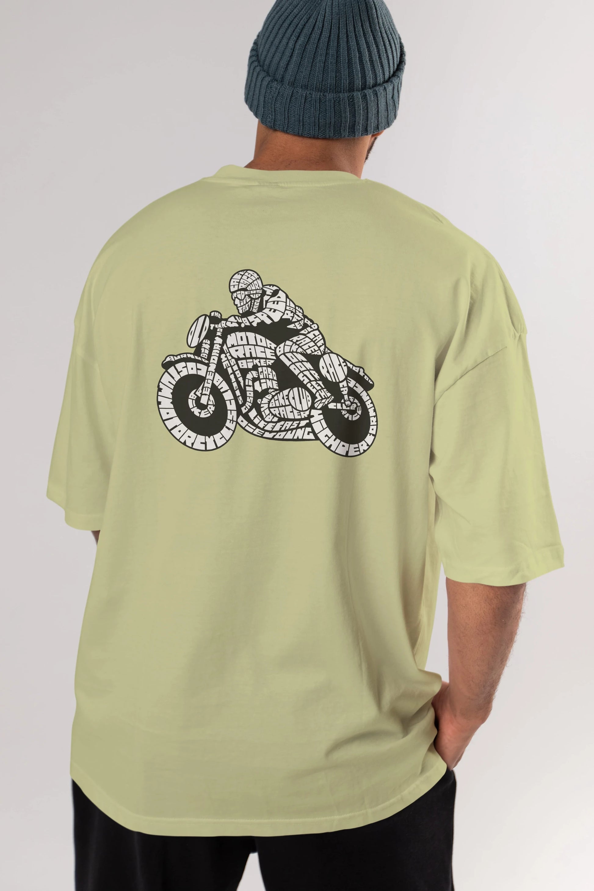 Caferacer Arka Baskılı Oversize t-shirt %100 pamuk Erkek Kadın Unisex