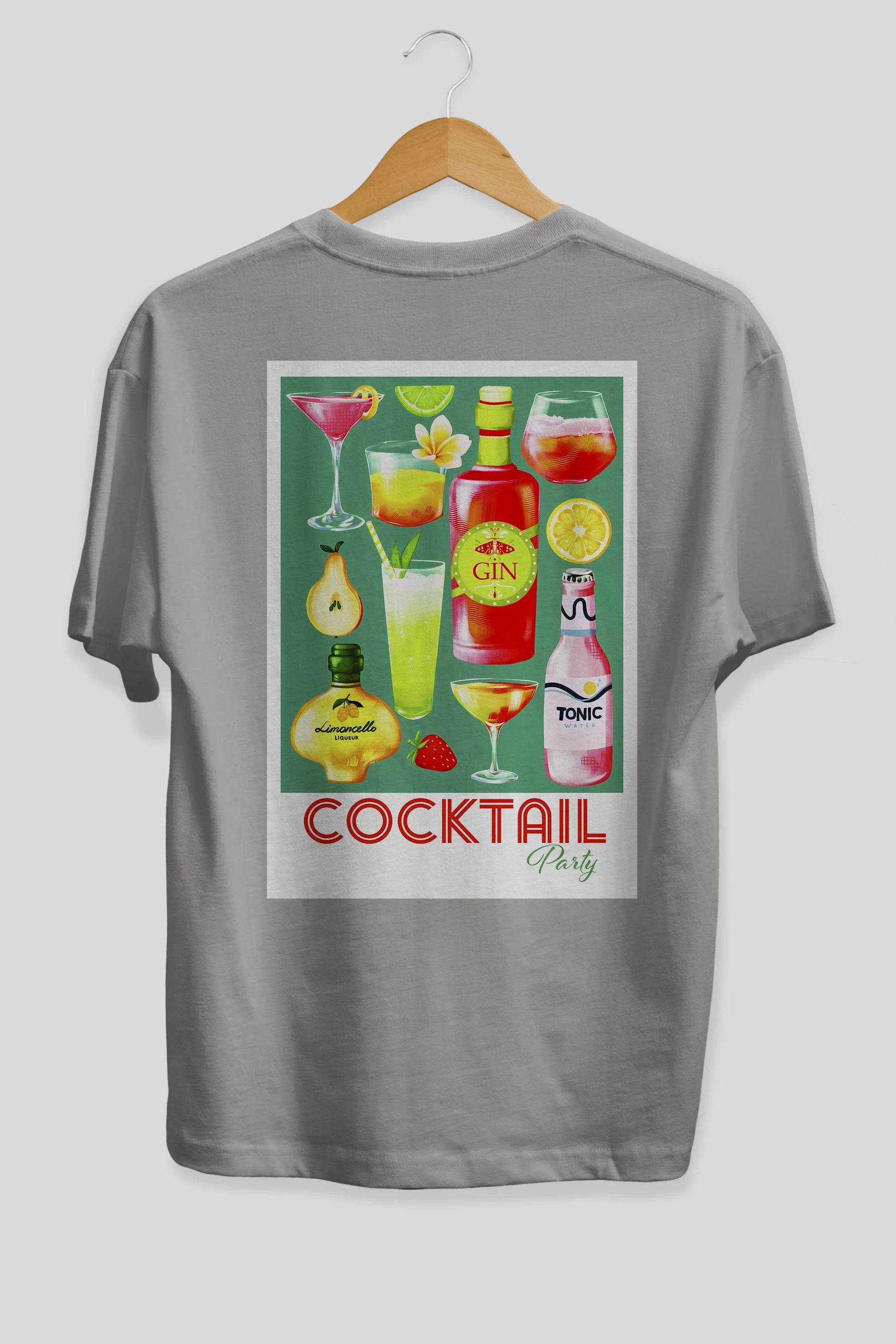 Cocktail Party 2 Arka Baskılı Oversize t-shirt Erkek Kadın Unisex %100 Pamuk Bisiklet Yaka tişort