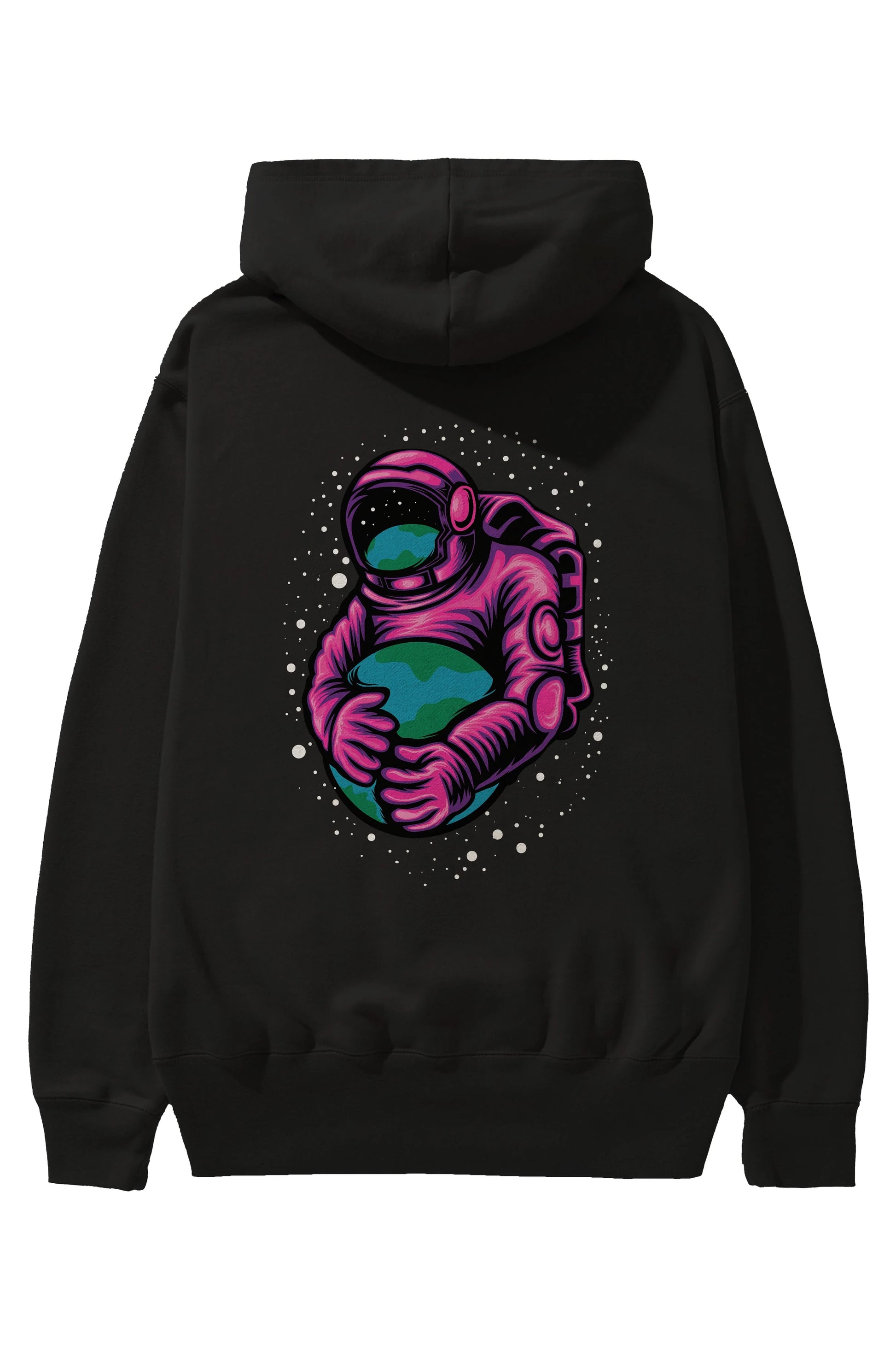 Astronaut Holding Up The Earth Arka Baskılı Hoodie Oversize Kapüşonlu Sweatshirt Erkek Kadın Unisex