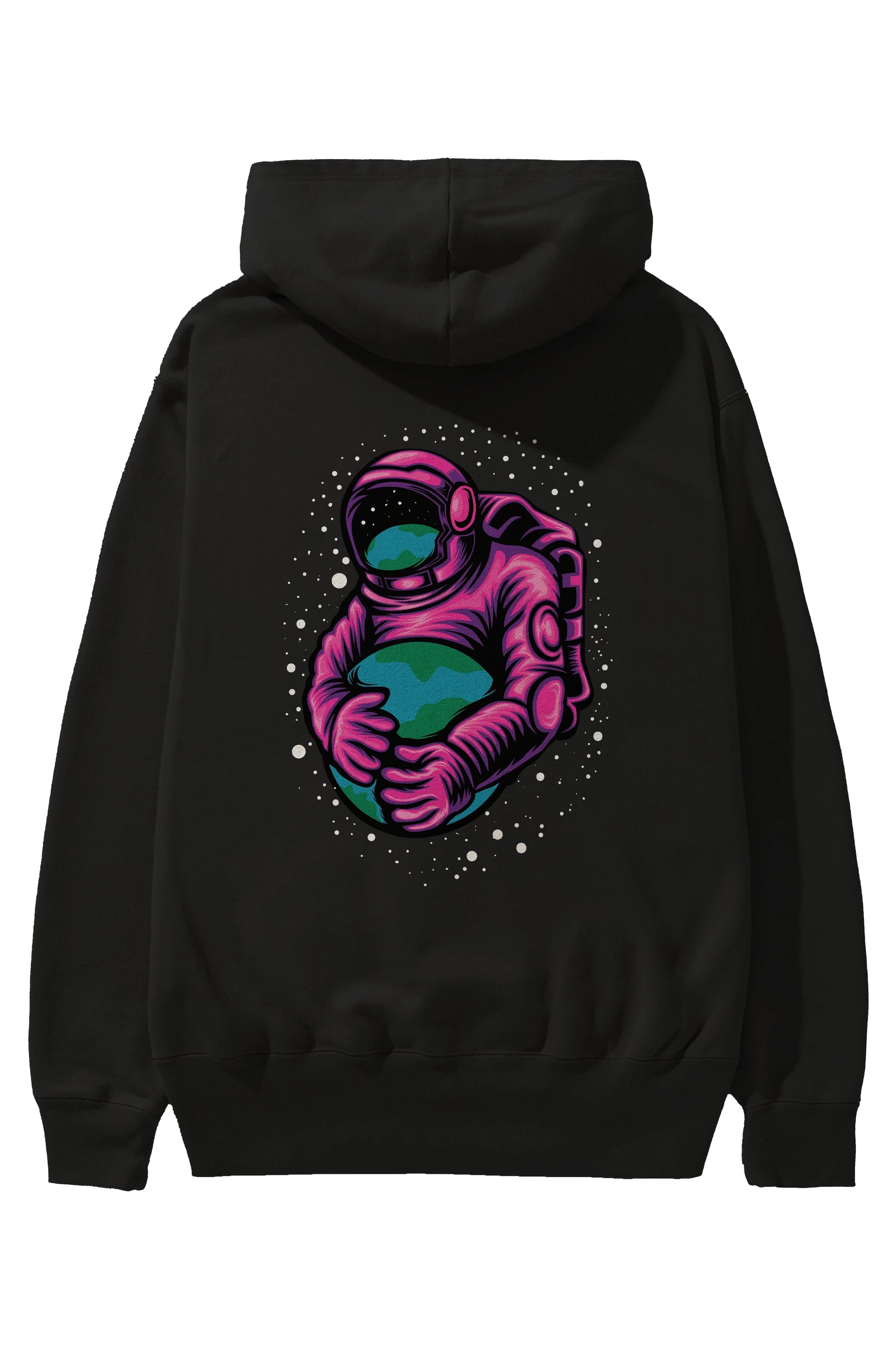 Astronaut Holding Up The Earth Arka Baskılı Hoodie Oversize Kapüşonlu Sweatshirt Erkek Kadın Unisex