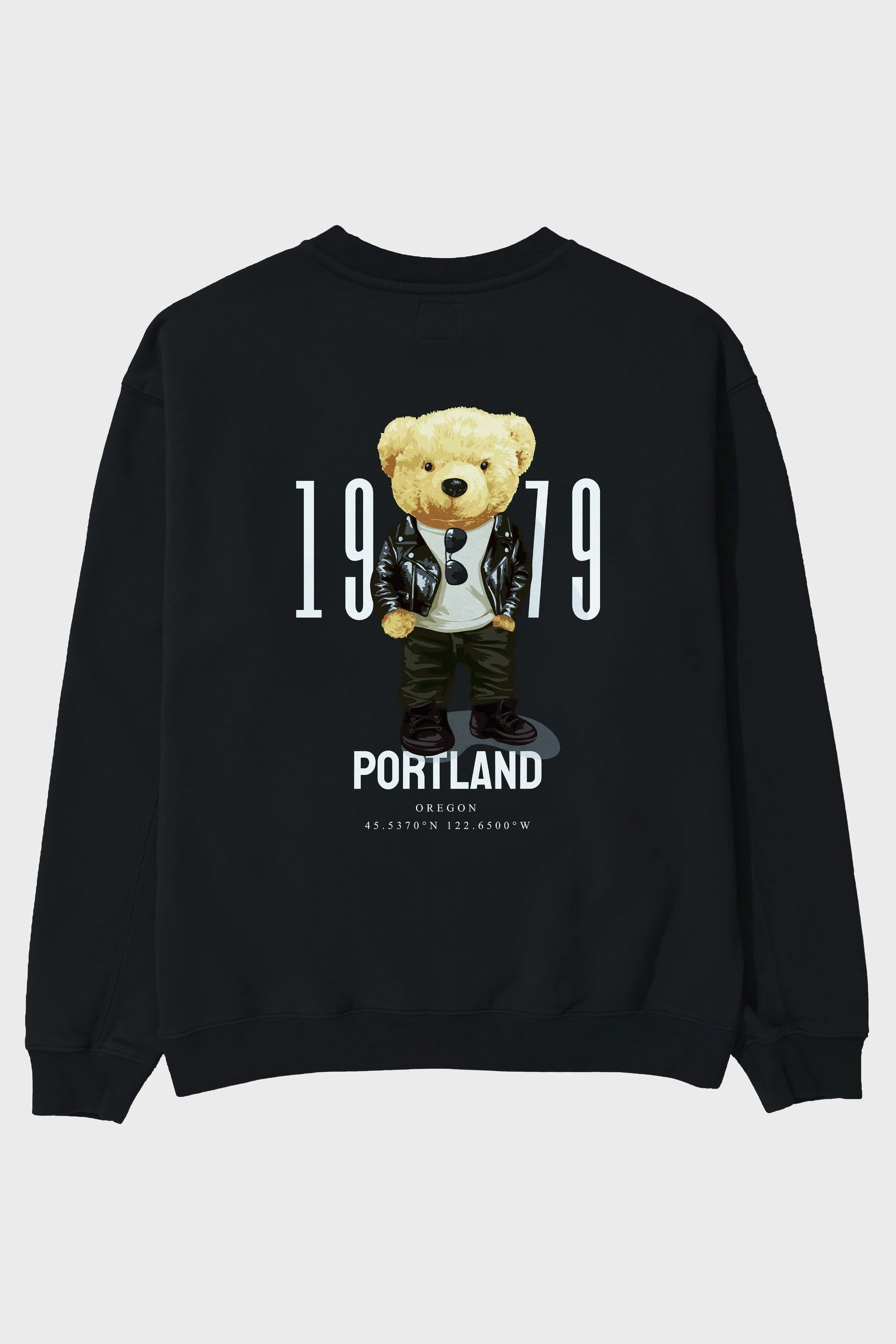 Teddy Bear Portland Arka Baskılı Oversize Sweatshirt Erkek Kadın Unisex