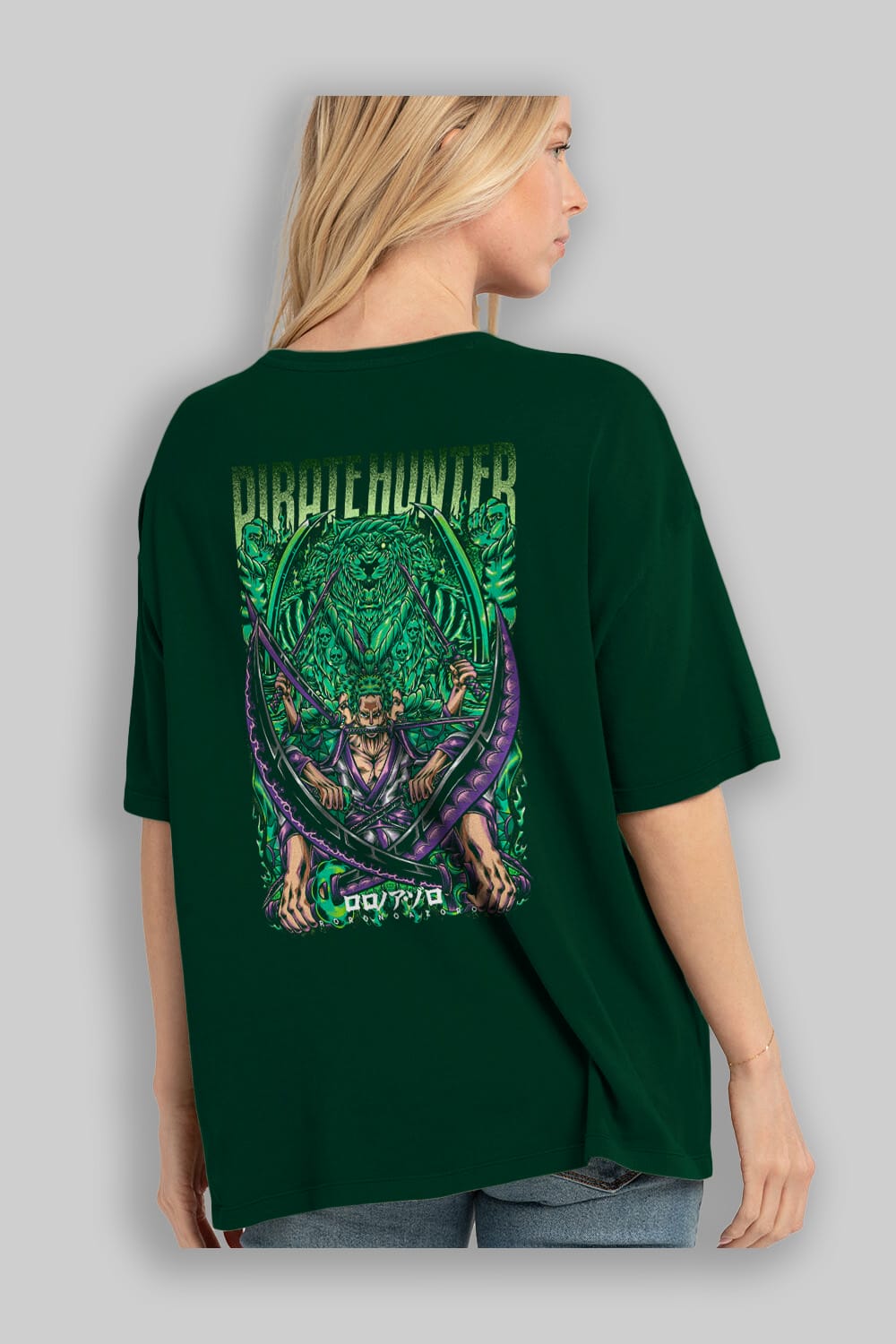 RORONOA ZORO 3 Anime Arka Baskılı Oversize t-shirt Erkek Kadın Unisex