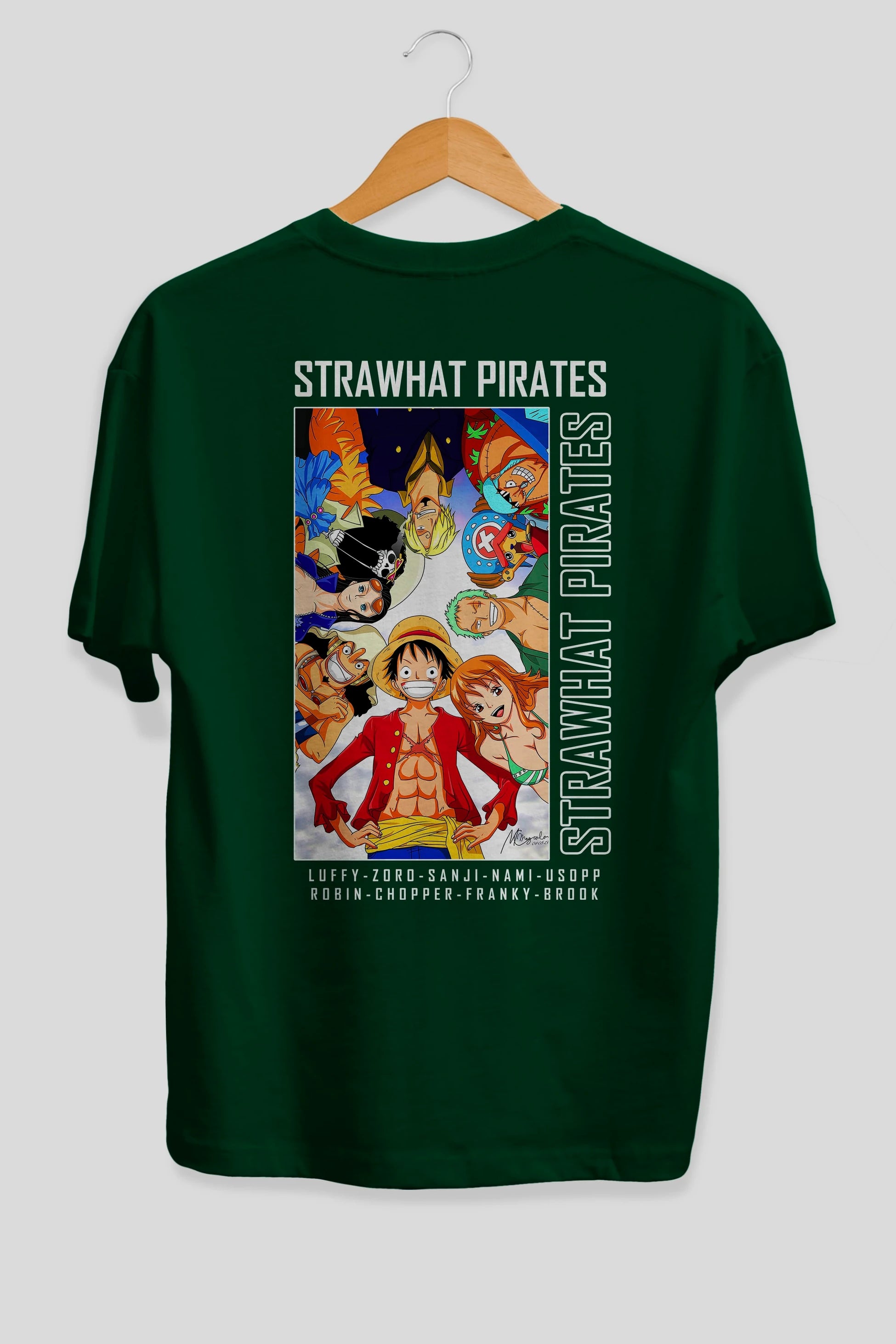 Luffy Strahwat Anime Arka Baskılı Oversize t-shirt Erkek Kadın Unisex %100 pamuk tişort