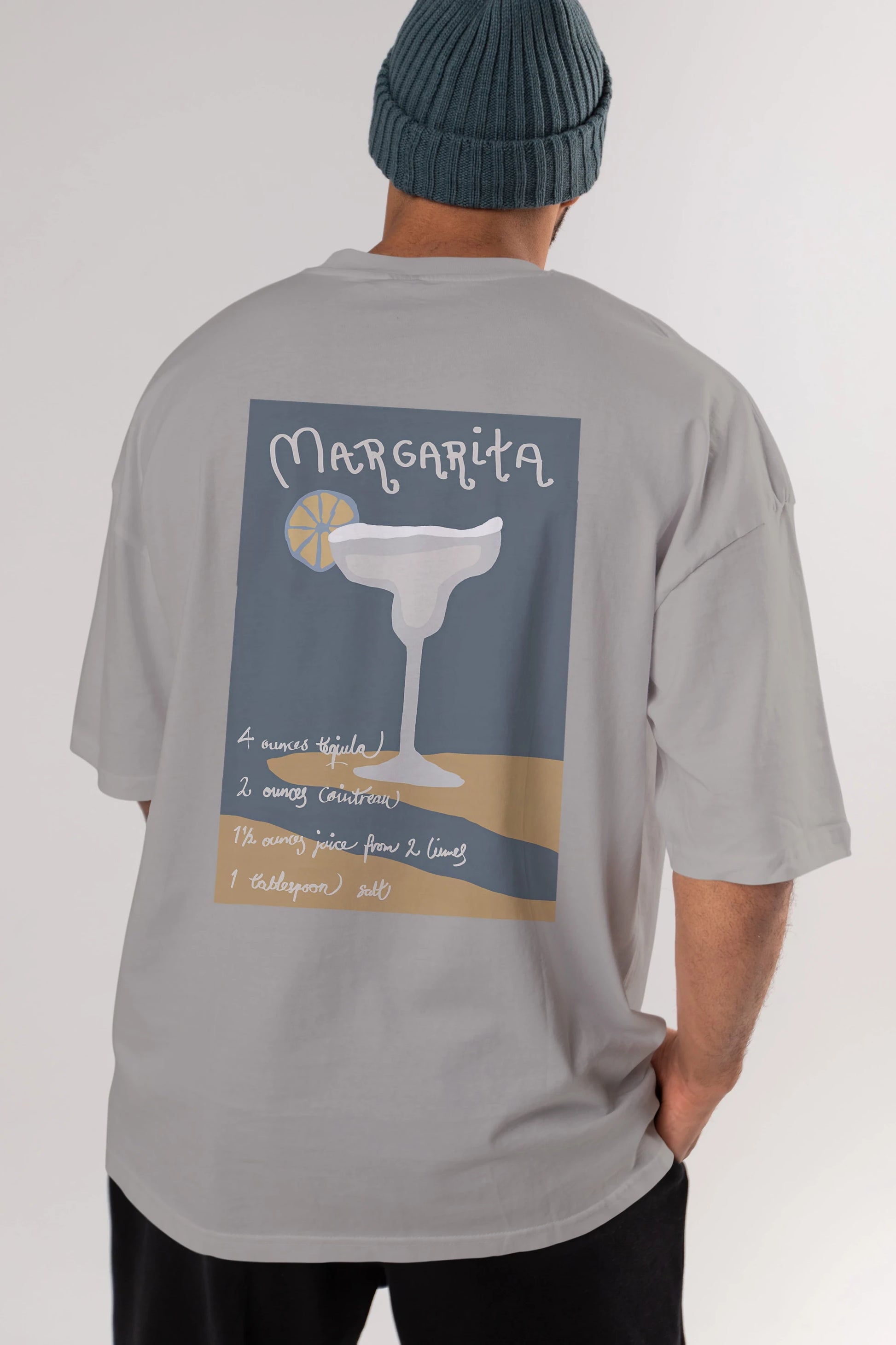 Margarita 2 Arka Baskılı Oversize t-shirt Erkek Kadın Unisex %100 Pamuk Bisiklet Yaka tişort