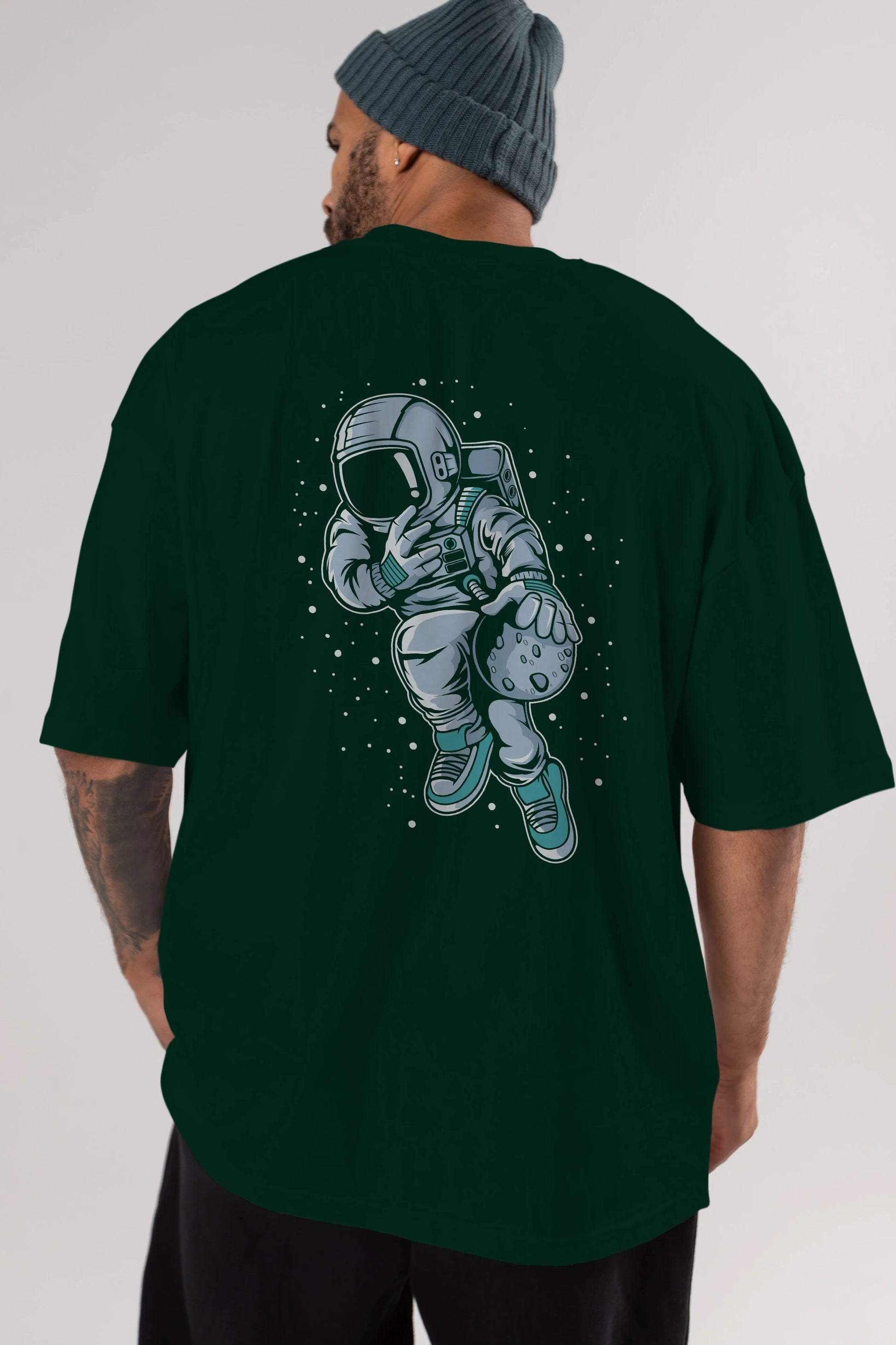 Astronaut Basketball (2) Arka Baskılı Oversize t-shirt Erkek Kadın Unisex