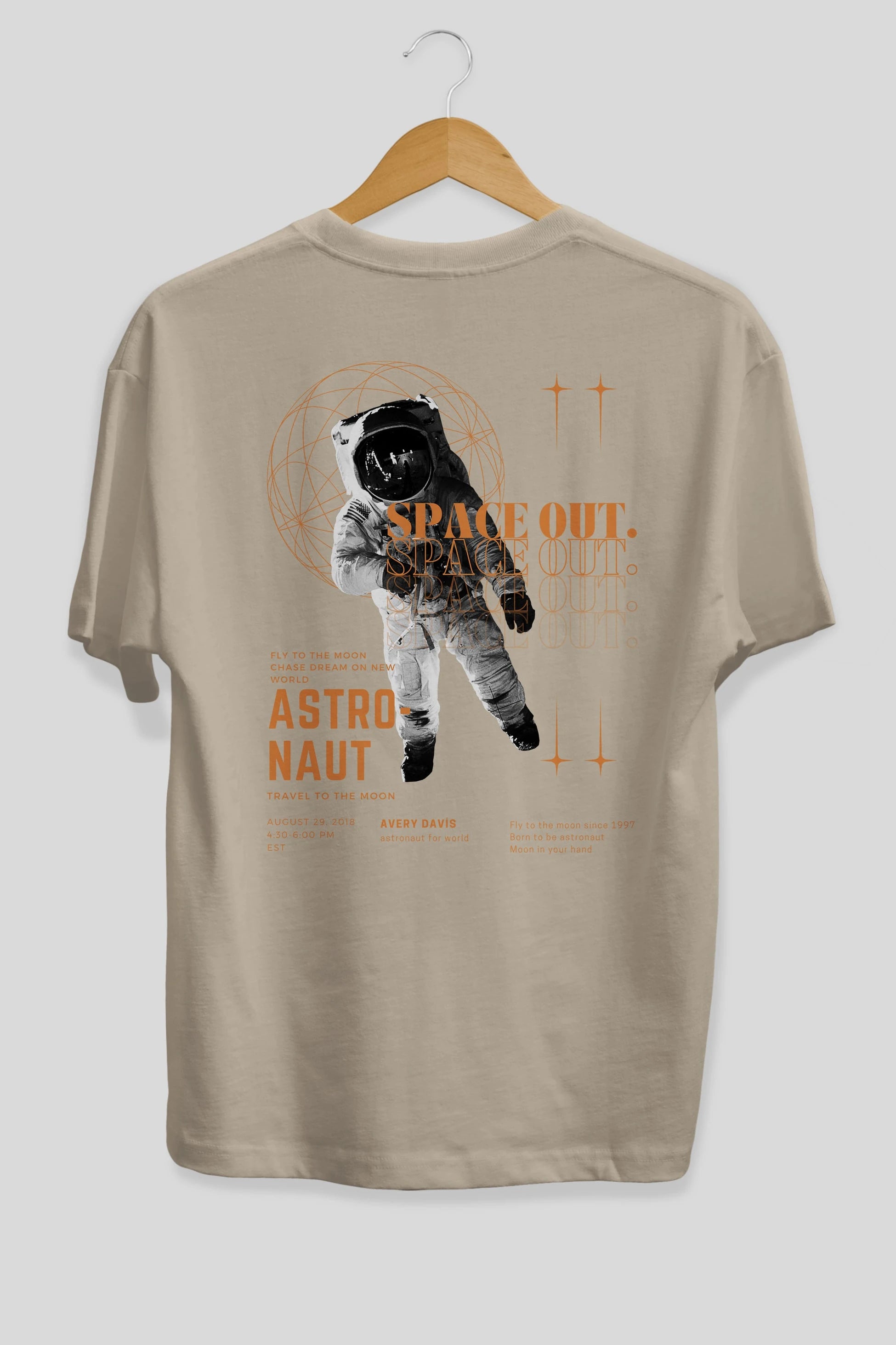 Astronaut Space Out Yazılı Arka Baskılı Oversize t-shirt Erkek Kadın Unisex