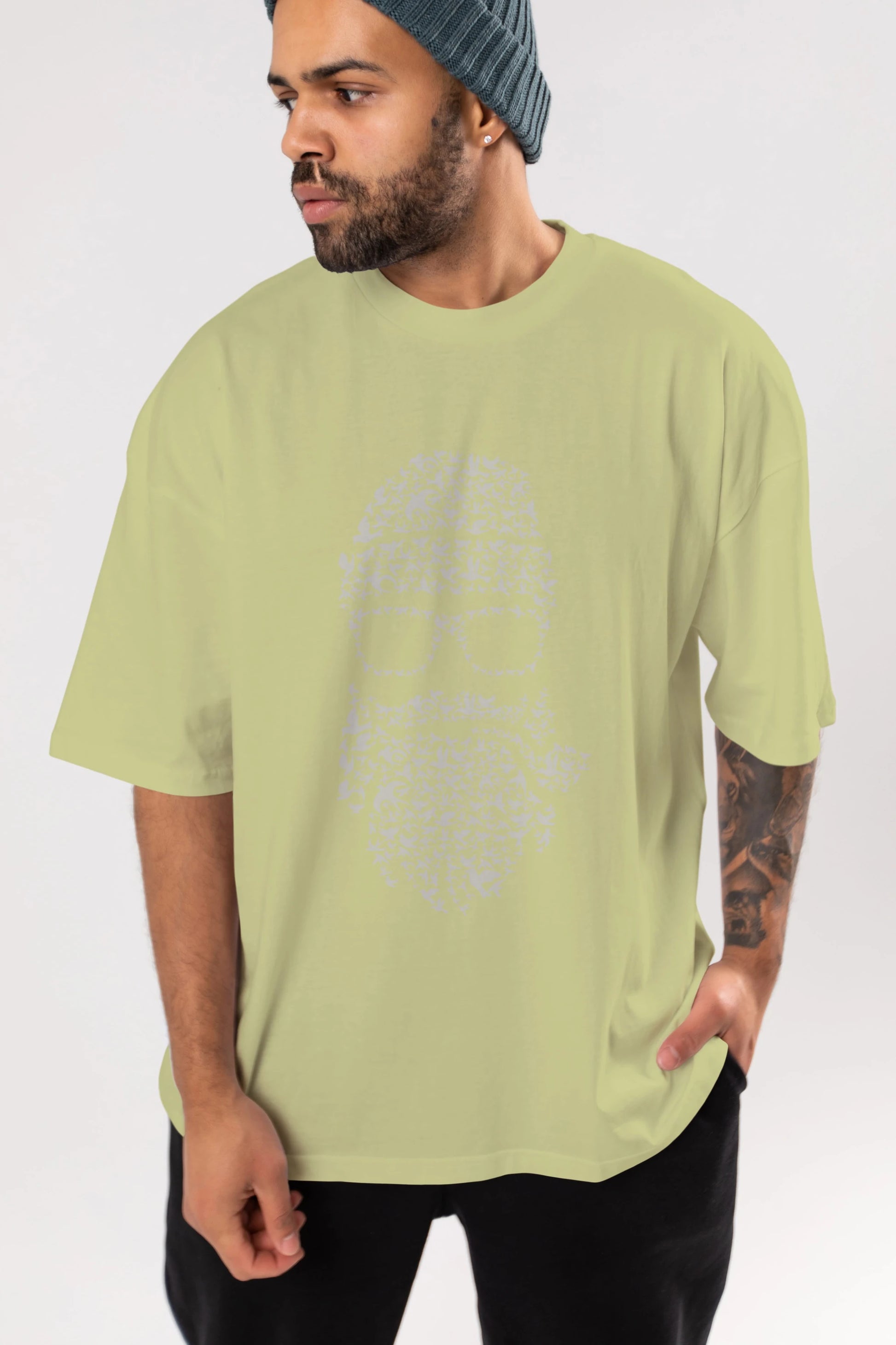 Birds Beard Ön Baskılı Oversize t-shirt %100 pamuk Erkek Kadın Unisex