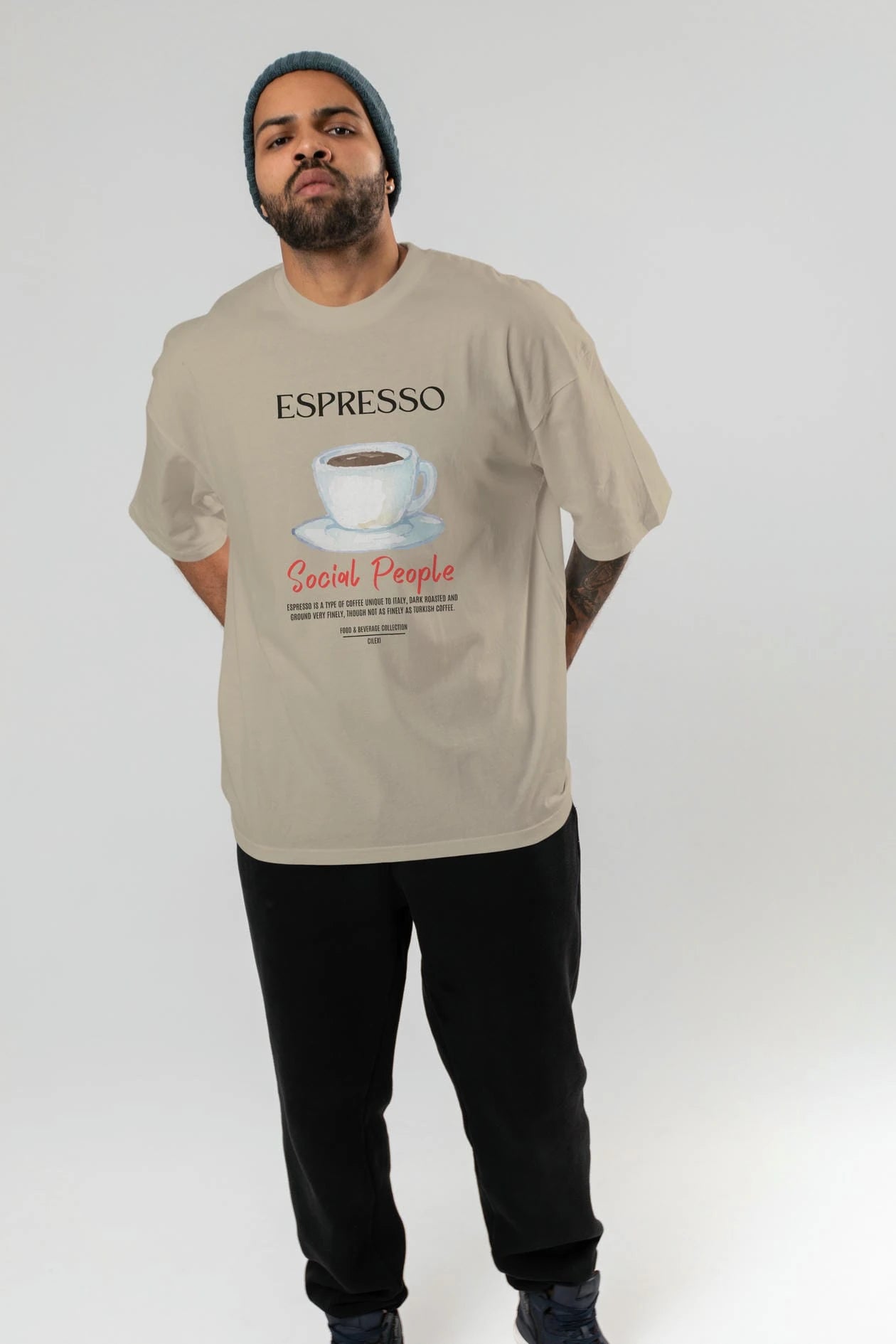 Espresso Kokteyl Serisi ön Baskılı Oversize t-shirt Erkek Kadın %100 Pamuk Bisiklet Yaka tişort