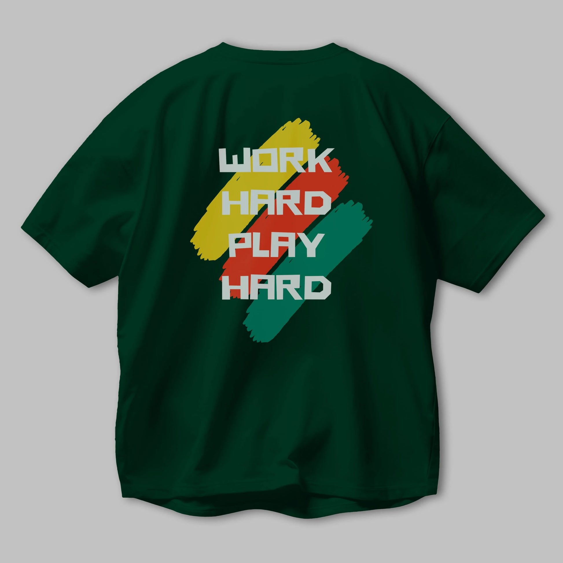 Work Hard Play Hard 2 Arka Baskılı Oversize t-shirt Erkek Kadın Unisex