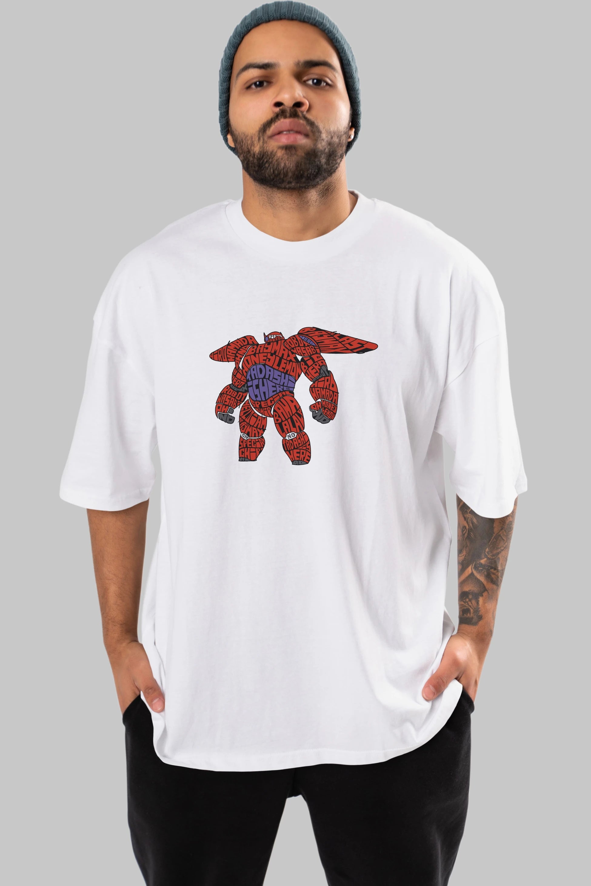 Baymax Ön Baskılı Oversize t-shirt %100 pamuk Erkek Kadın Unisex