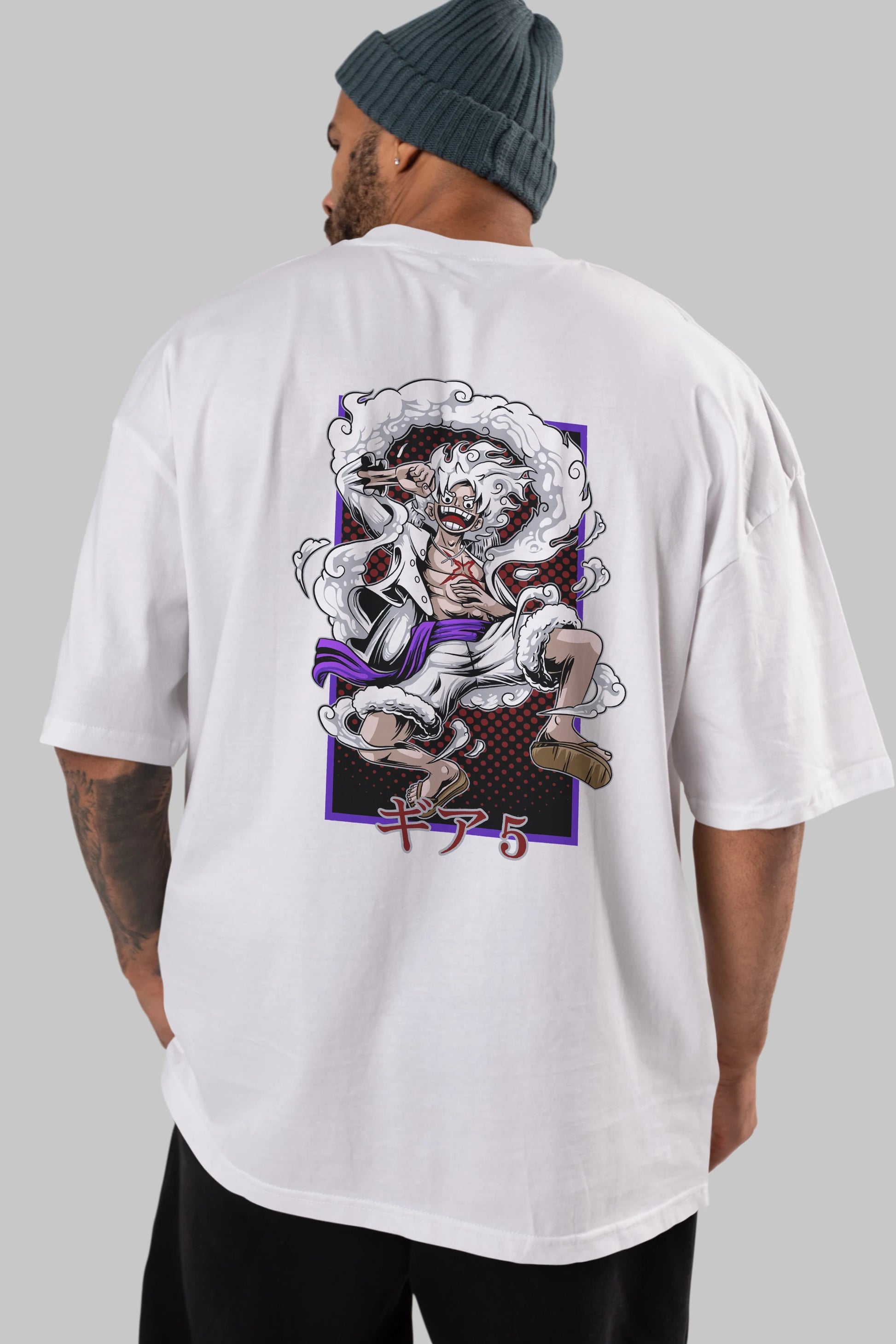 MONKEY D. LUFFY GEAR5 Anime Arka Baskılı Oversize t-shirt Erkek Kadın Unisex