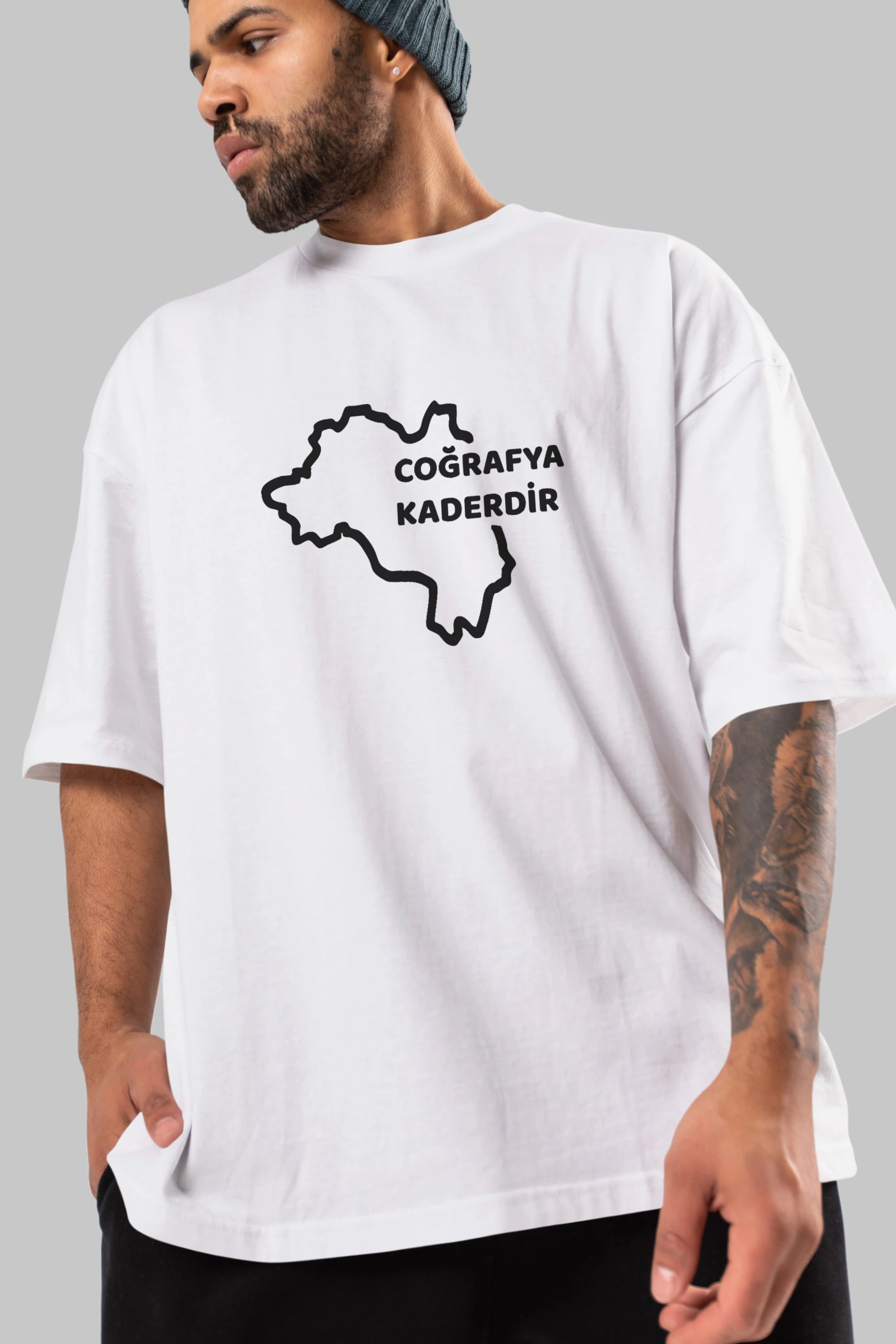 Coğrafya Kaderdir Ön Baskılı Oversize t-shirt %100 pamuk Erkek Kadın Unisex