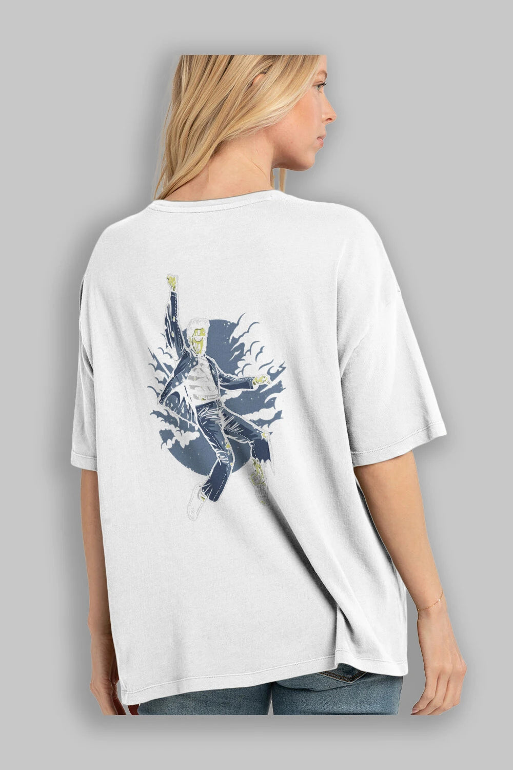 Zombie King Arka Baskılı Oversize t-shirt Erkek Kadın Unisex %100 Pamuk