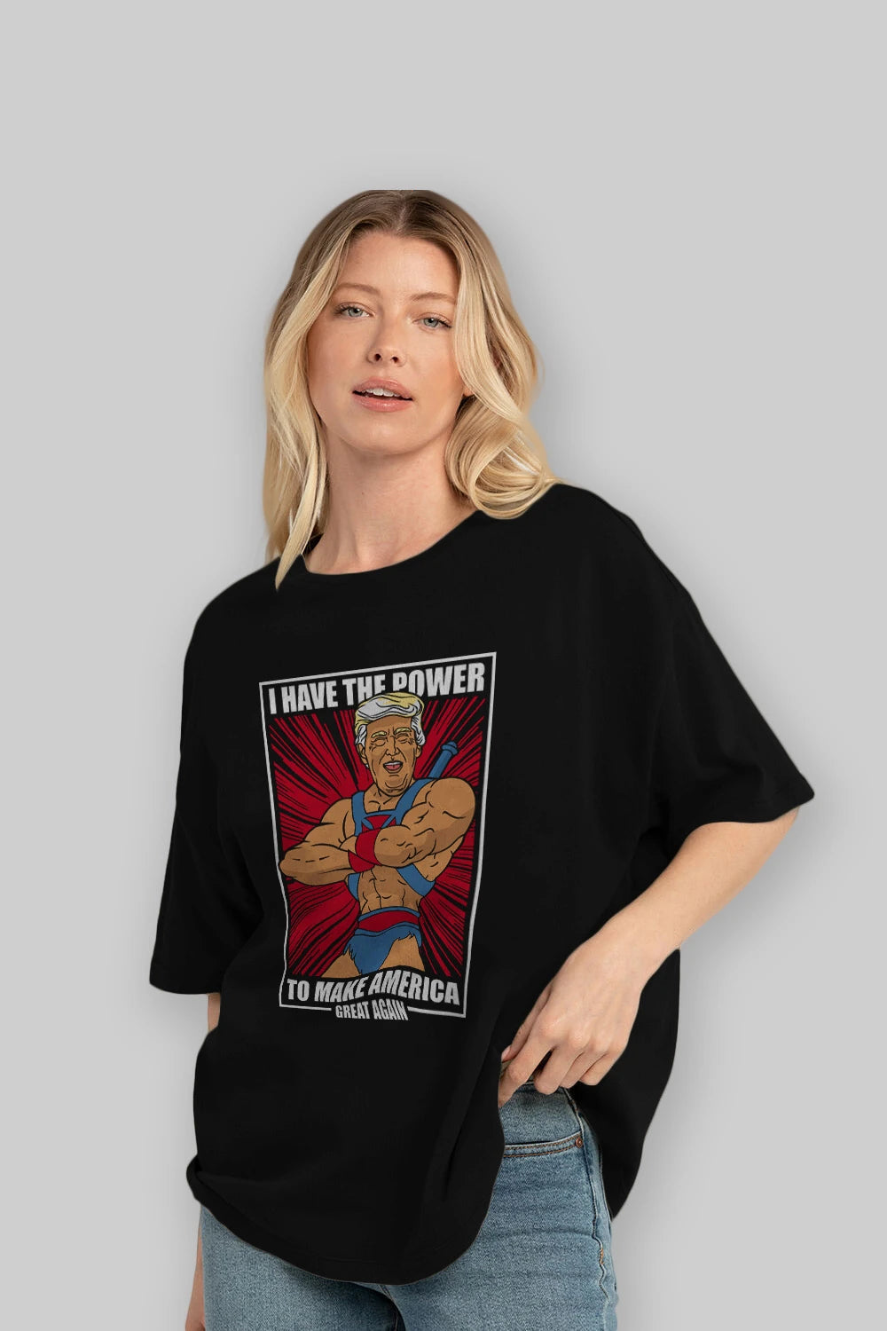 Trump Heman Ön Baskılı Oversize t-shirt Erkek Kadın Unisex %100 Pamuk tişort