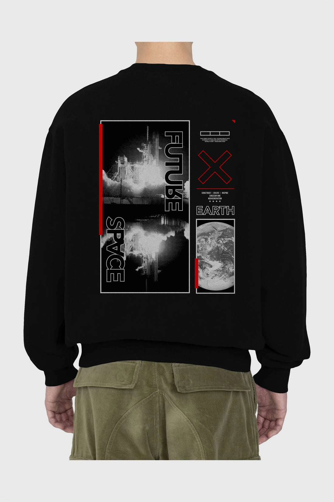 Future Space Arka Baskılı Oversize Sweatshirt Erkek Kadın Unisex