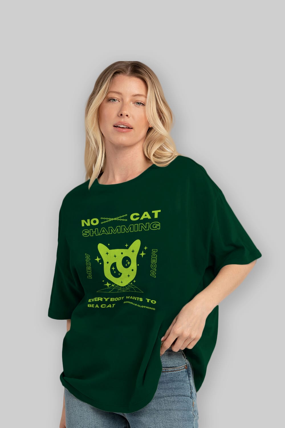 No Cat Shamming Yazılı Ön Baskılı Oversize t-shirt Erkek Kadın Unisex
