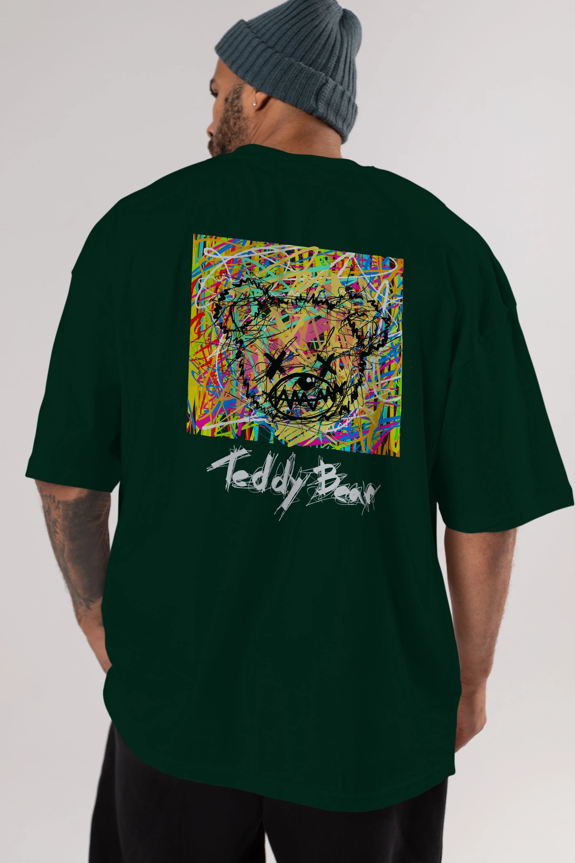 Teddy Bear 3 Arka Baskılı Oversize t-shirt Erkek Kadın Unisex