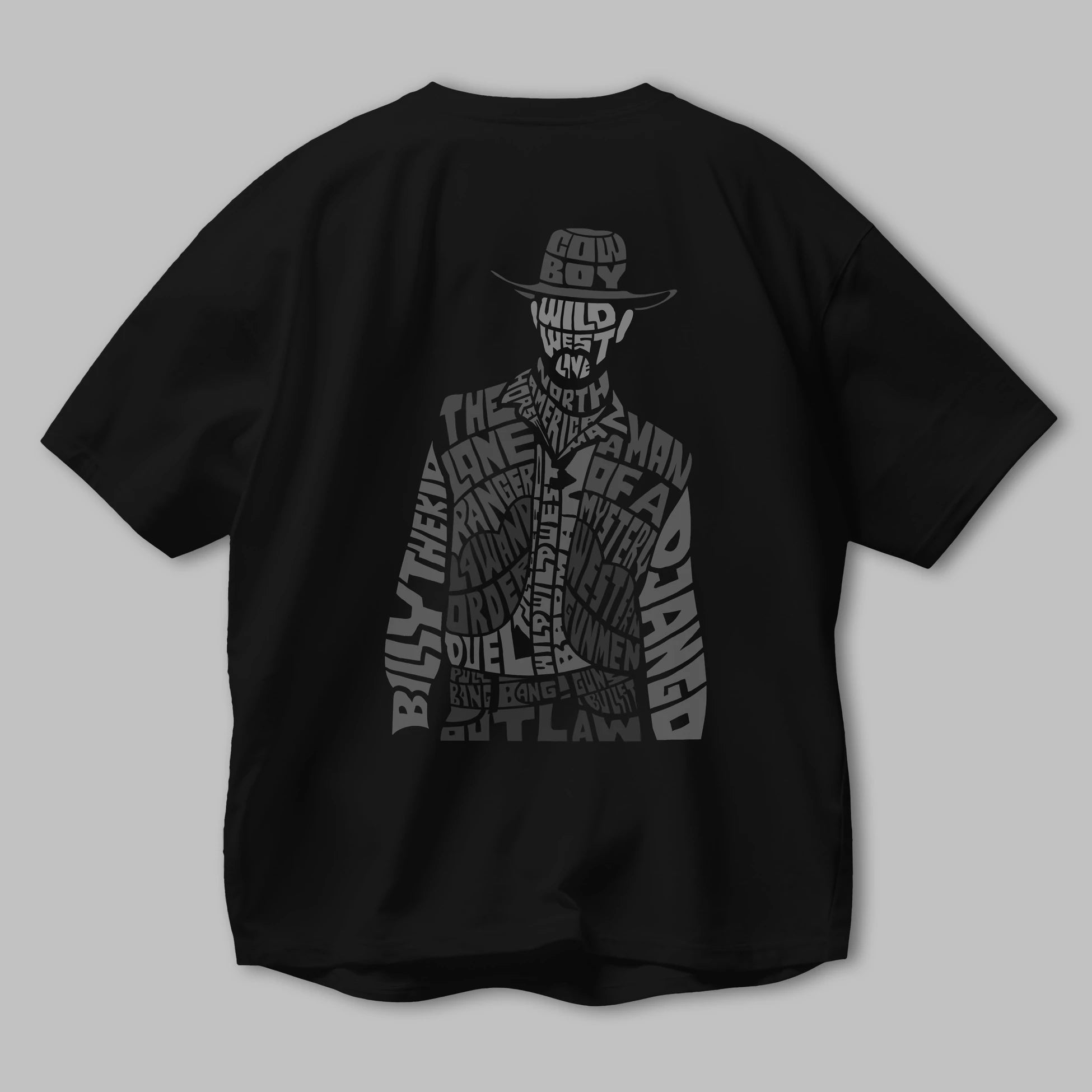 Cowboy Arka Baskılı Oversize t-shirt %100 pamuk Erkek Kadın Unisex