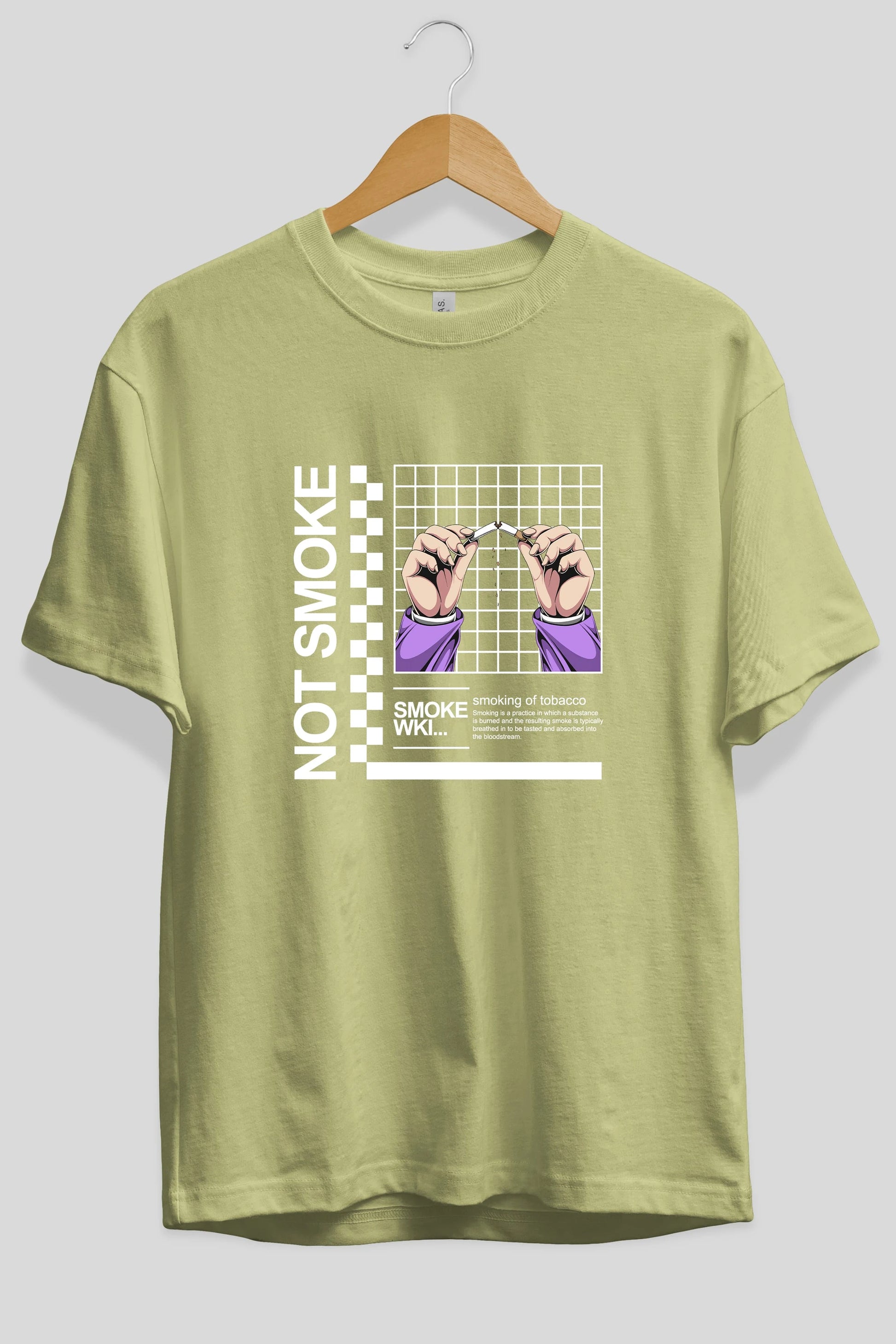 Not Smoke Ön Baskılı Oversize t-shirt Erkek Kadın Unisex