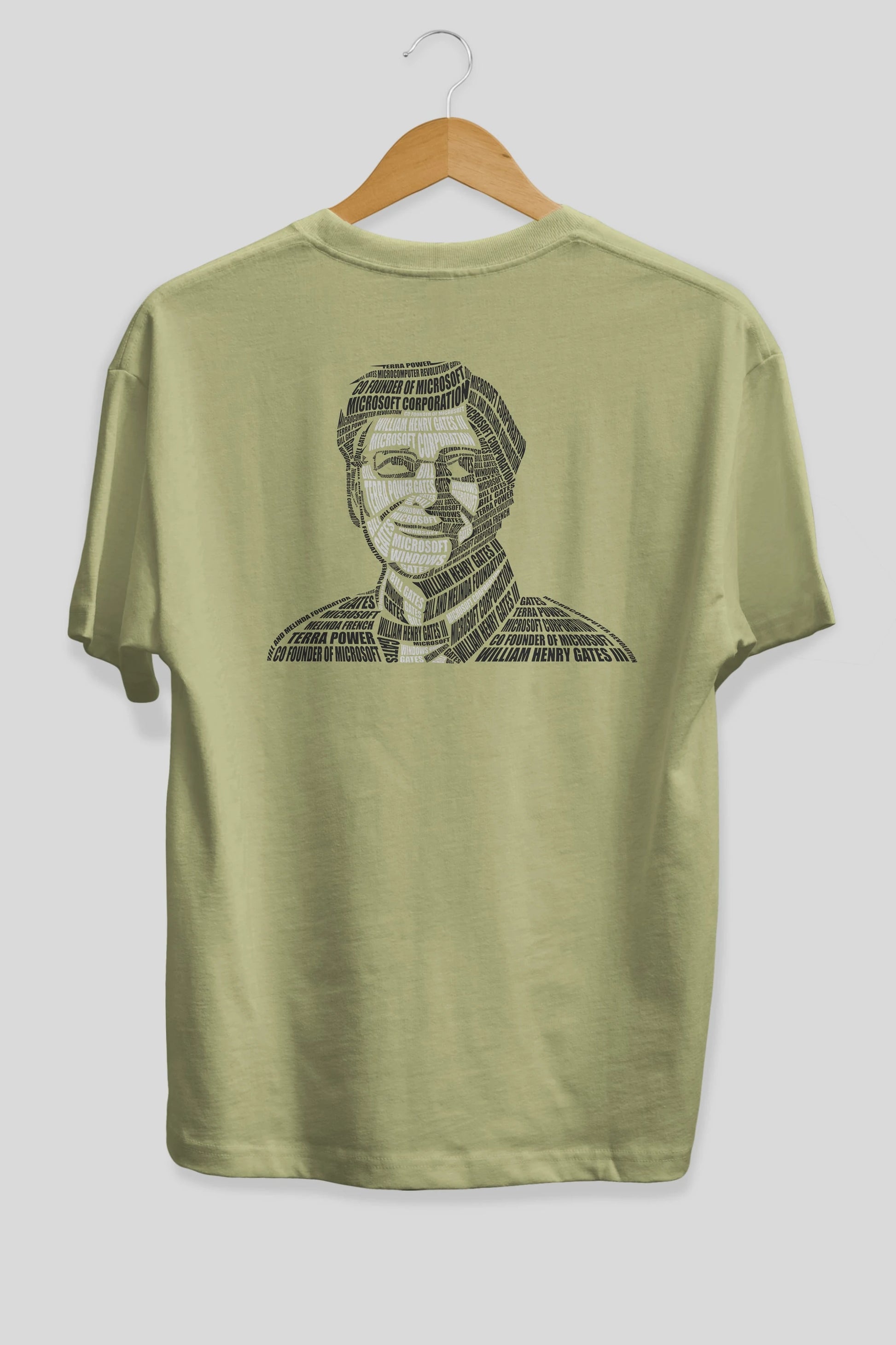 Bill Gates Calligram Arka Baskılı Oversize t-shirt %100 pamuk Erkek Kadın Unisex