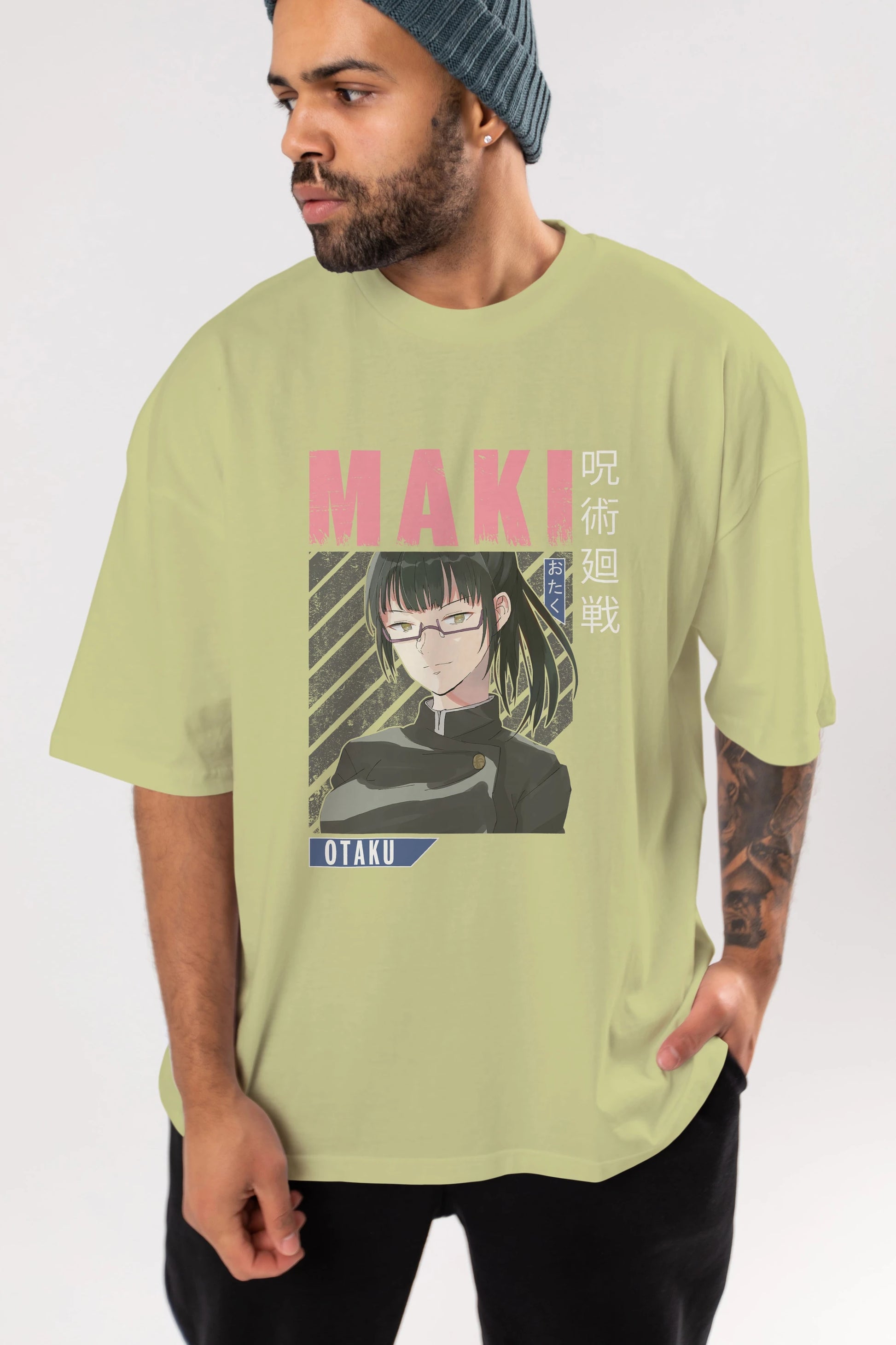 Maki Zenin CHAINSAWMAN 1 Anime Ön Baskılı Oversize t-shirt %100 pamuk Erkek Kadın Unisex