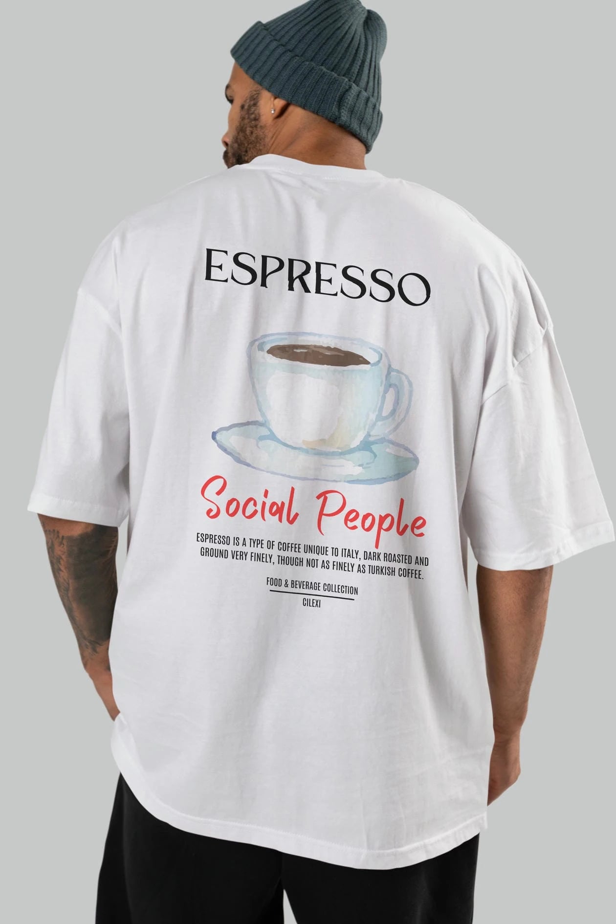 Espresso Kokteyl Serisi Baskılı Oversize t-shirt Erkek Kadın Unisex %100 Pamuk Bisiklet Yaka tişort