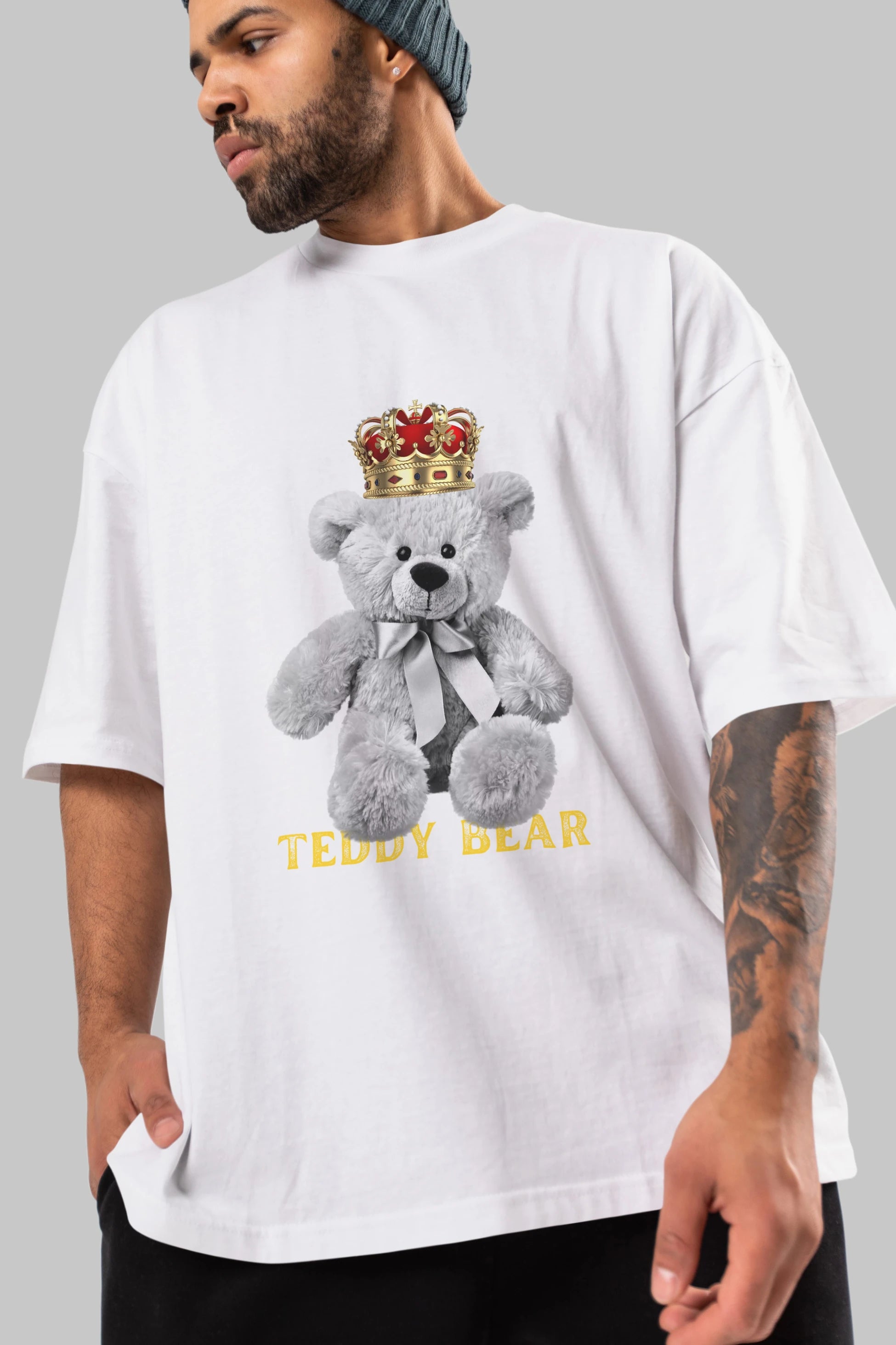Teddy Bear Ön Baskılı Oversize t-shirt Erkek Kadın Unisex