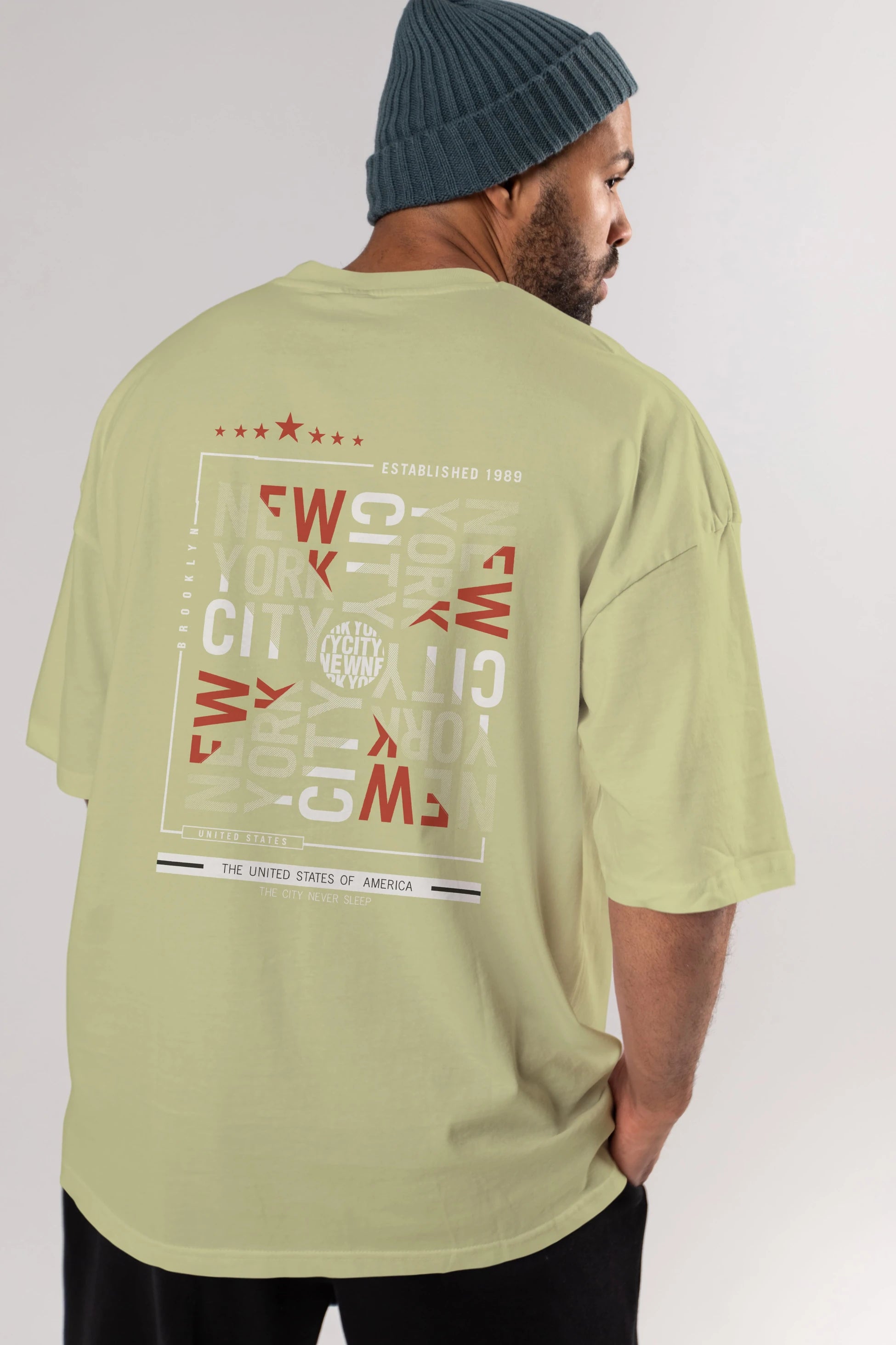 New York Style 2 Arka Baskılı Oversize t-shirt Erkek Kadın Unisex